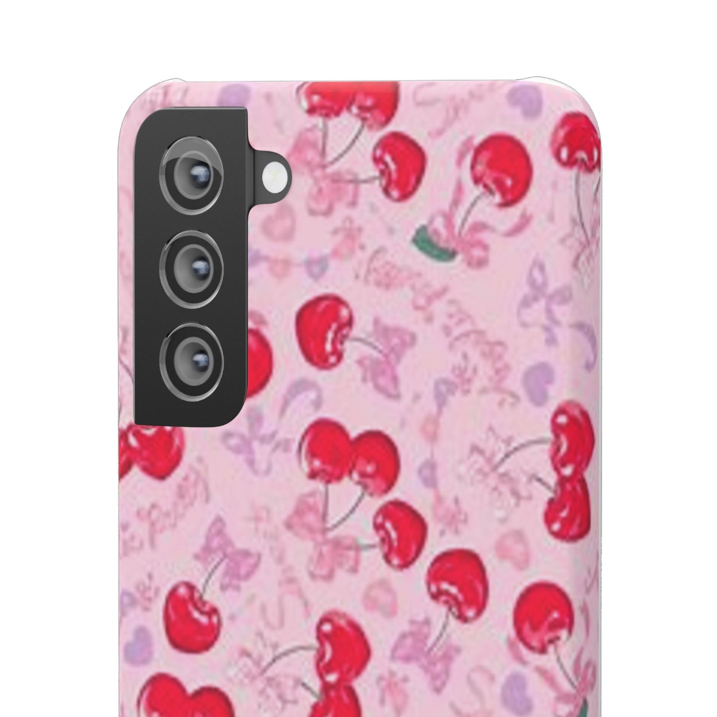 pink bow tied cherry pattern phone case