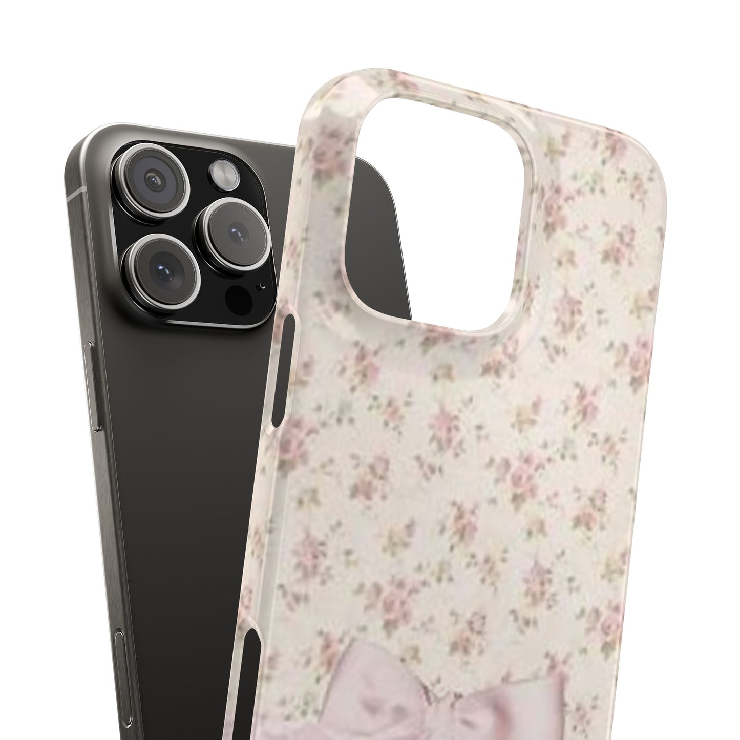 pink flower lace bow phone case