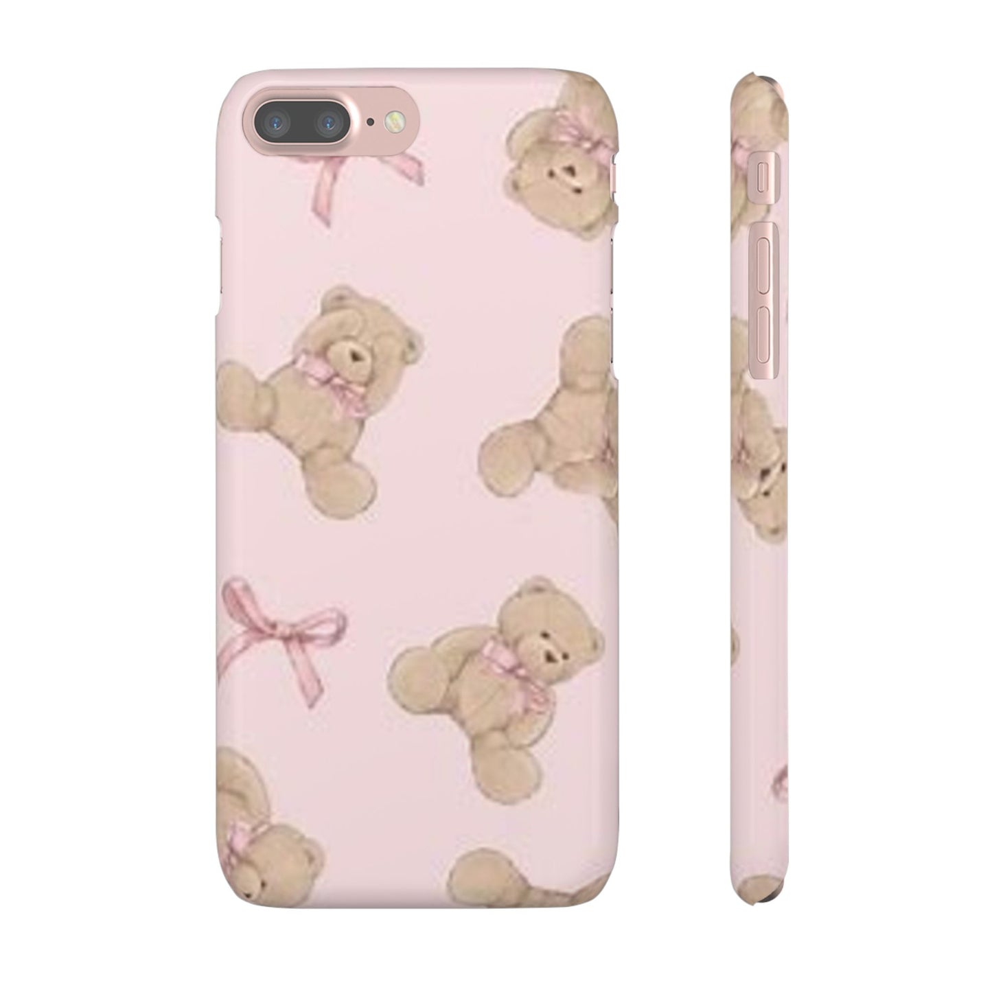 pink background teddy bear phone case