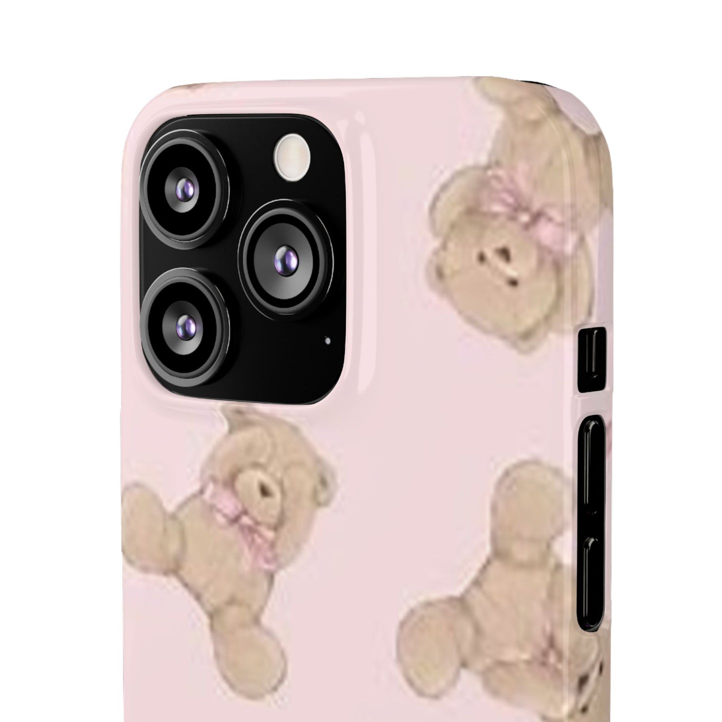 pink background teddy bear phone case