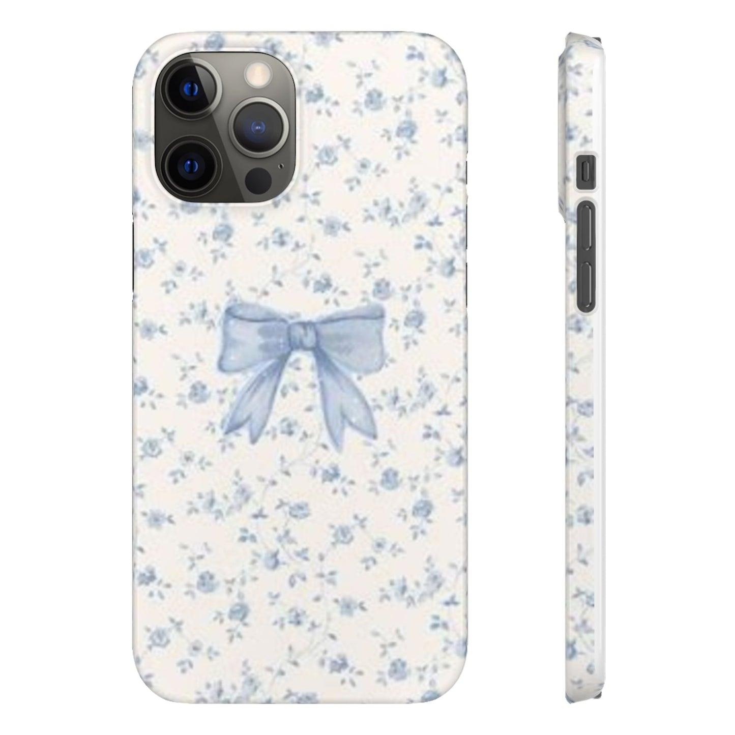 blue flowers and bow phone case