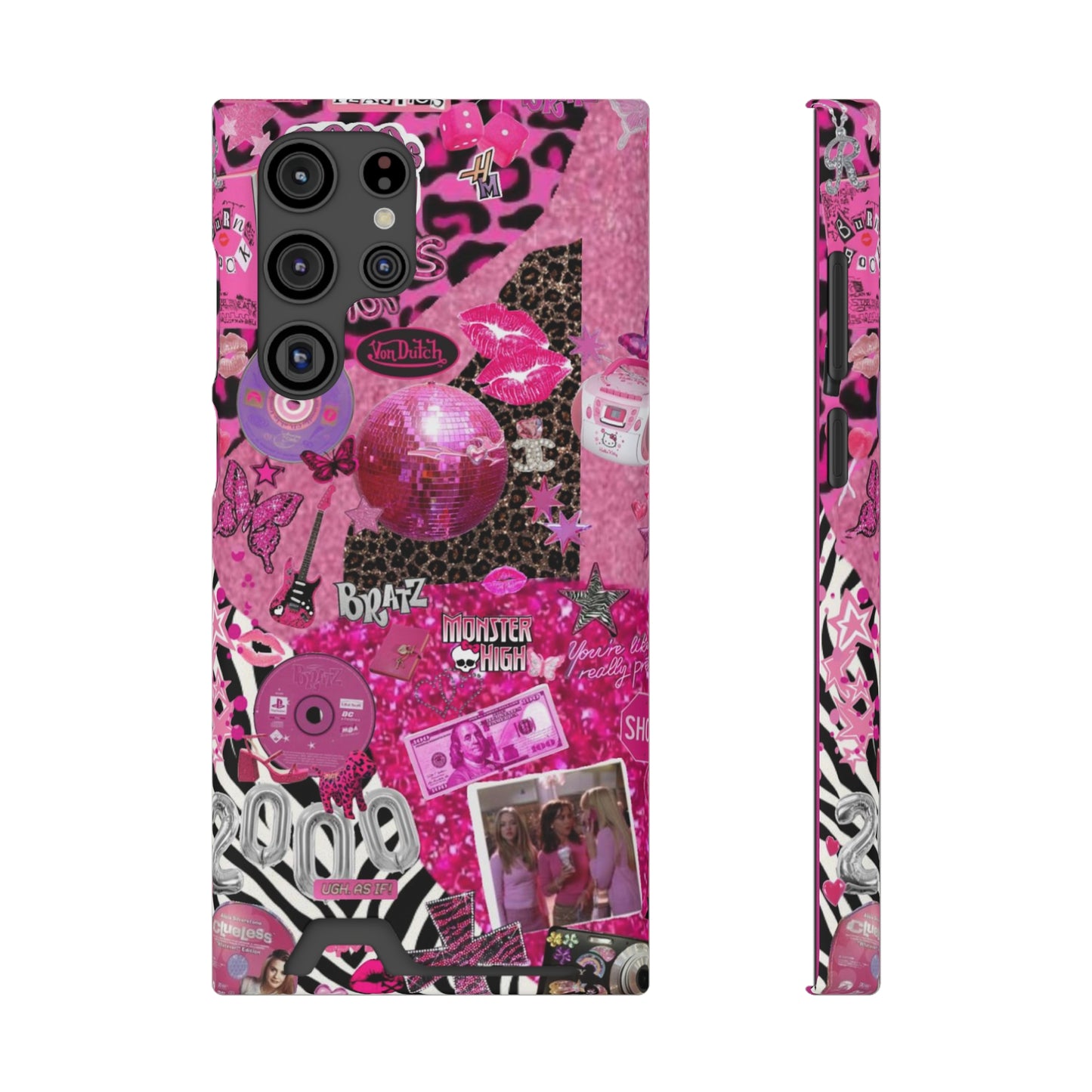 pink trashy Y2K Phone Case With Card Holder