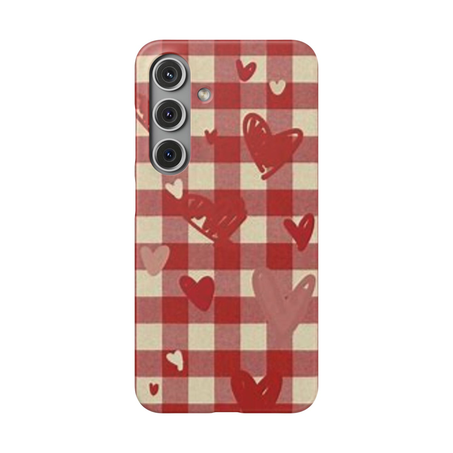 red plaid hearts phone case