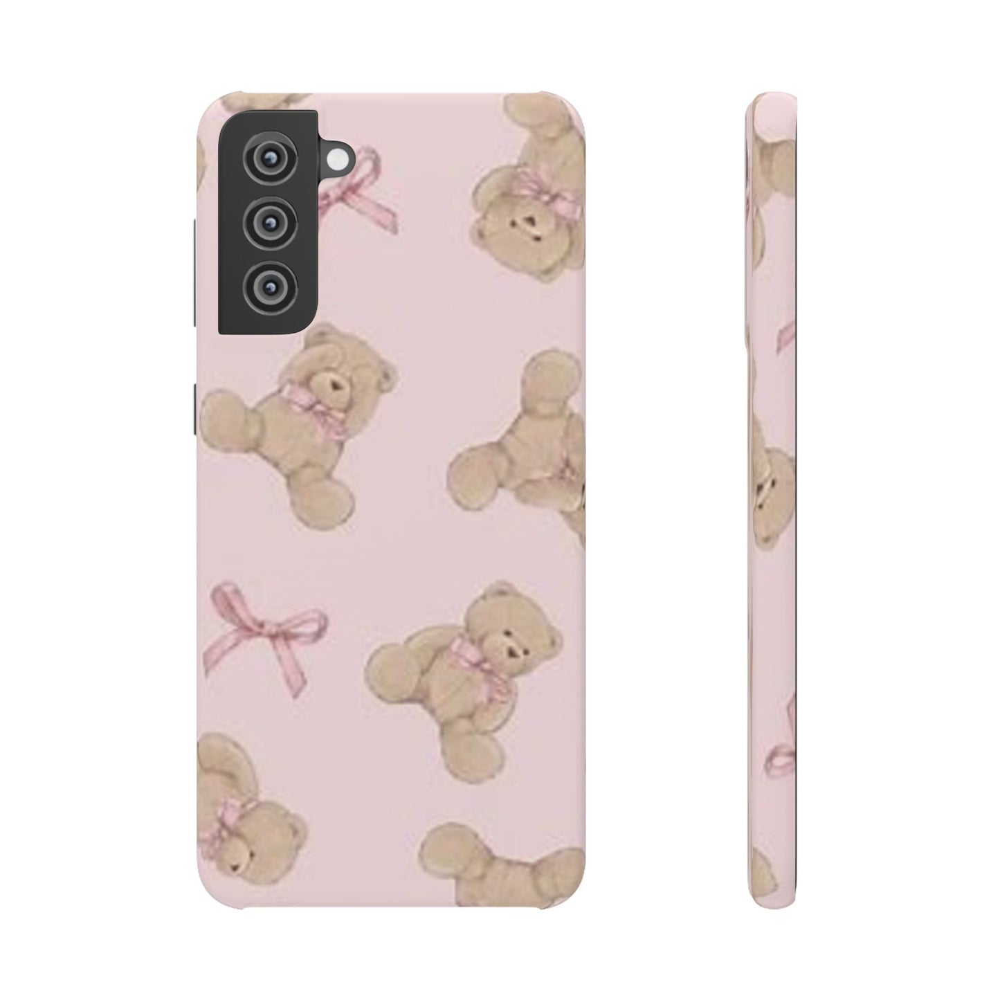 pink background teddy bear phone case