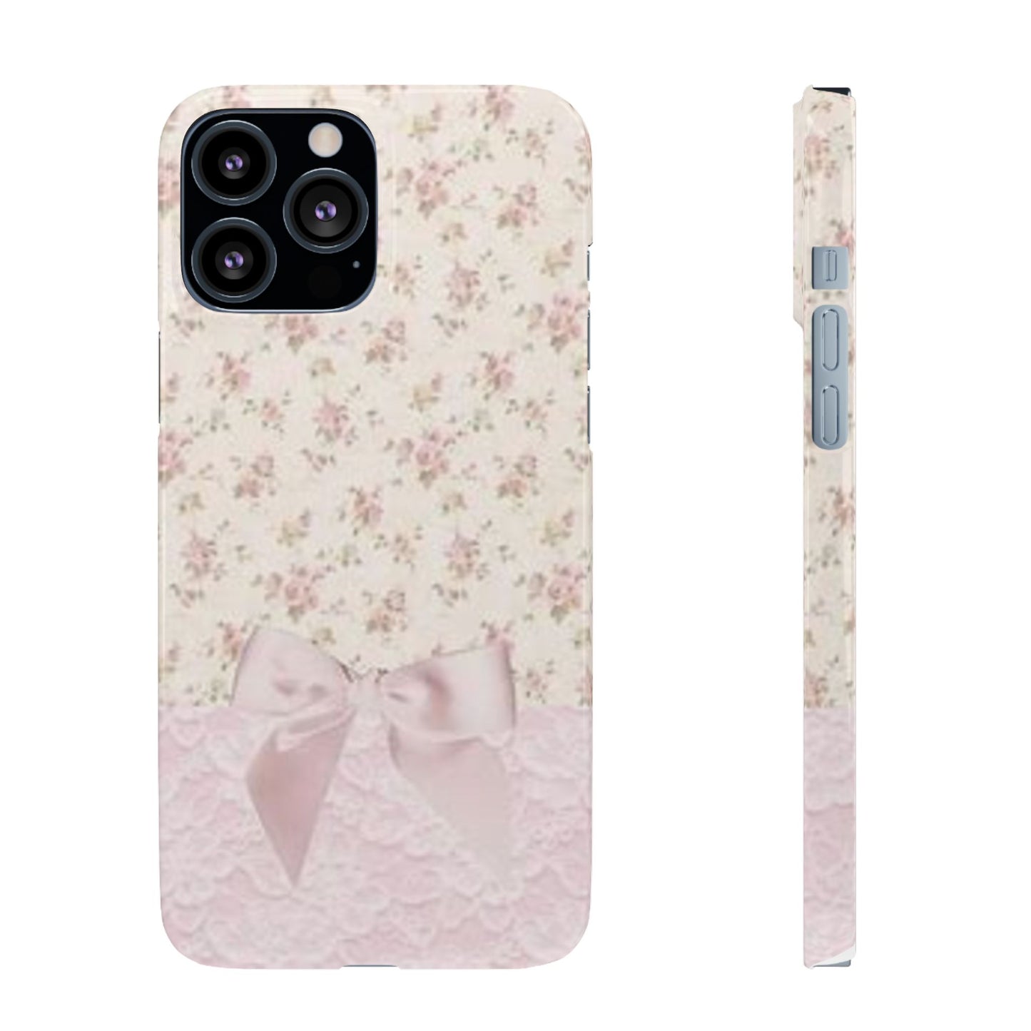 pink flower lace bow phone case