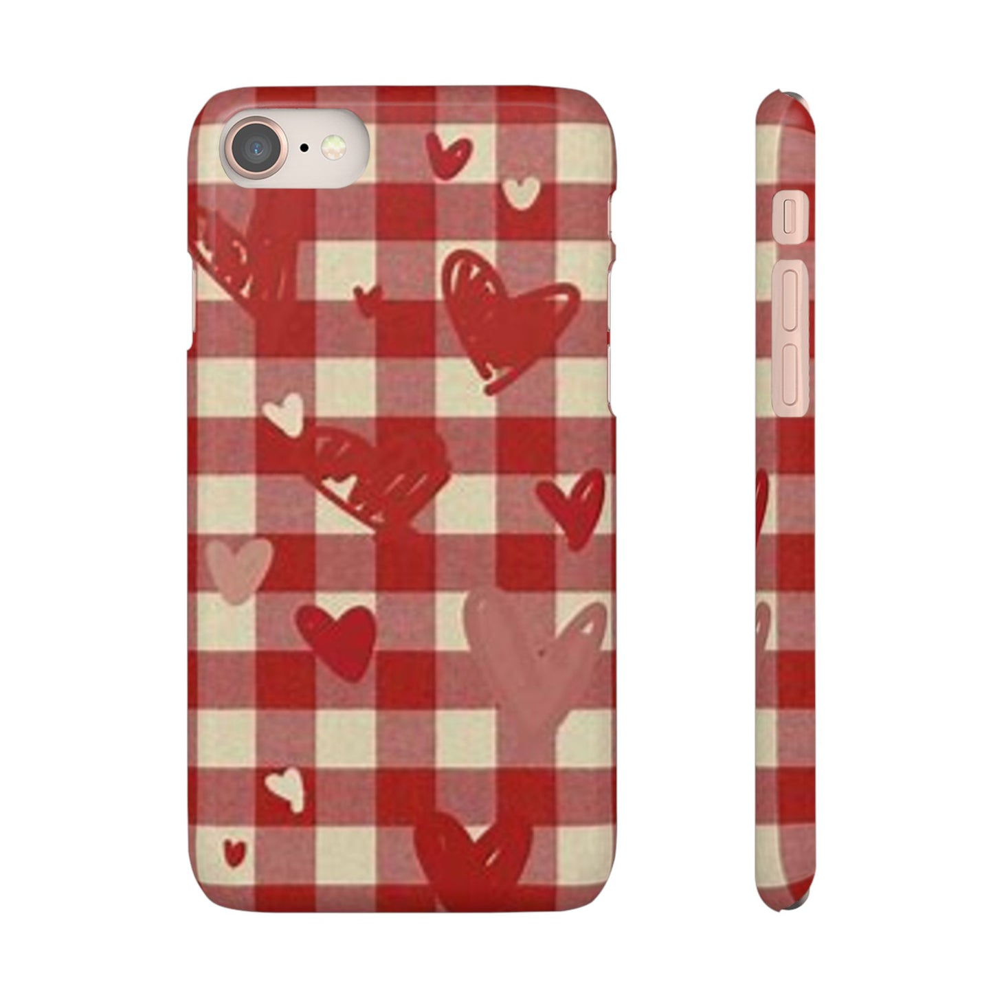 red plaid hearts phone case