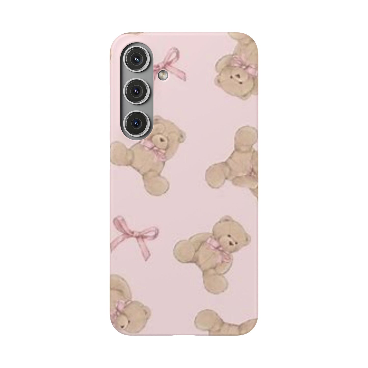 pink background teddy bear phone case