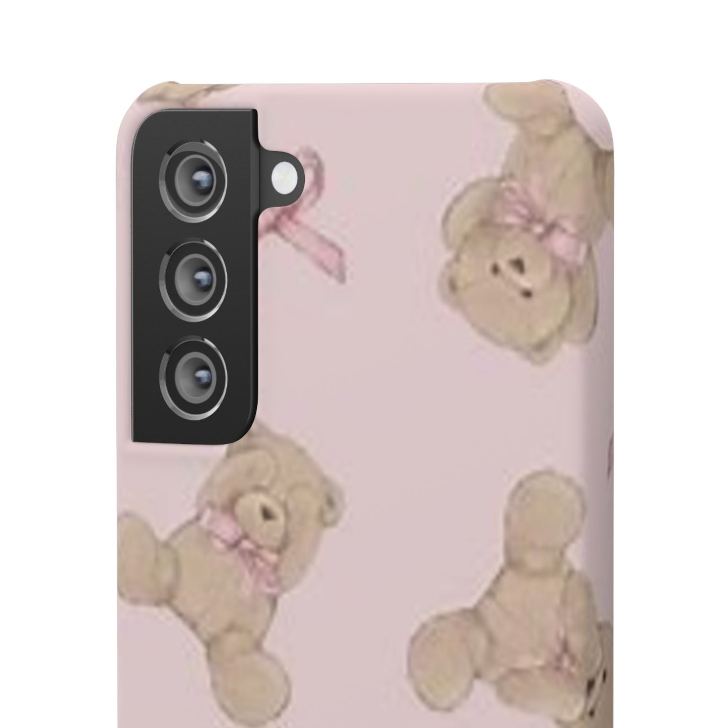 pink background teddy bear phone case