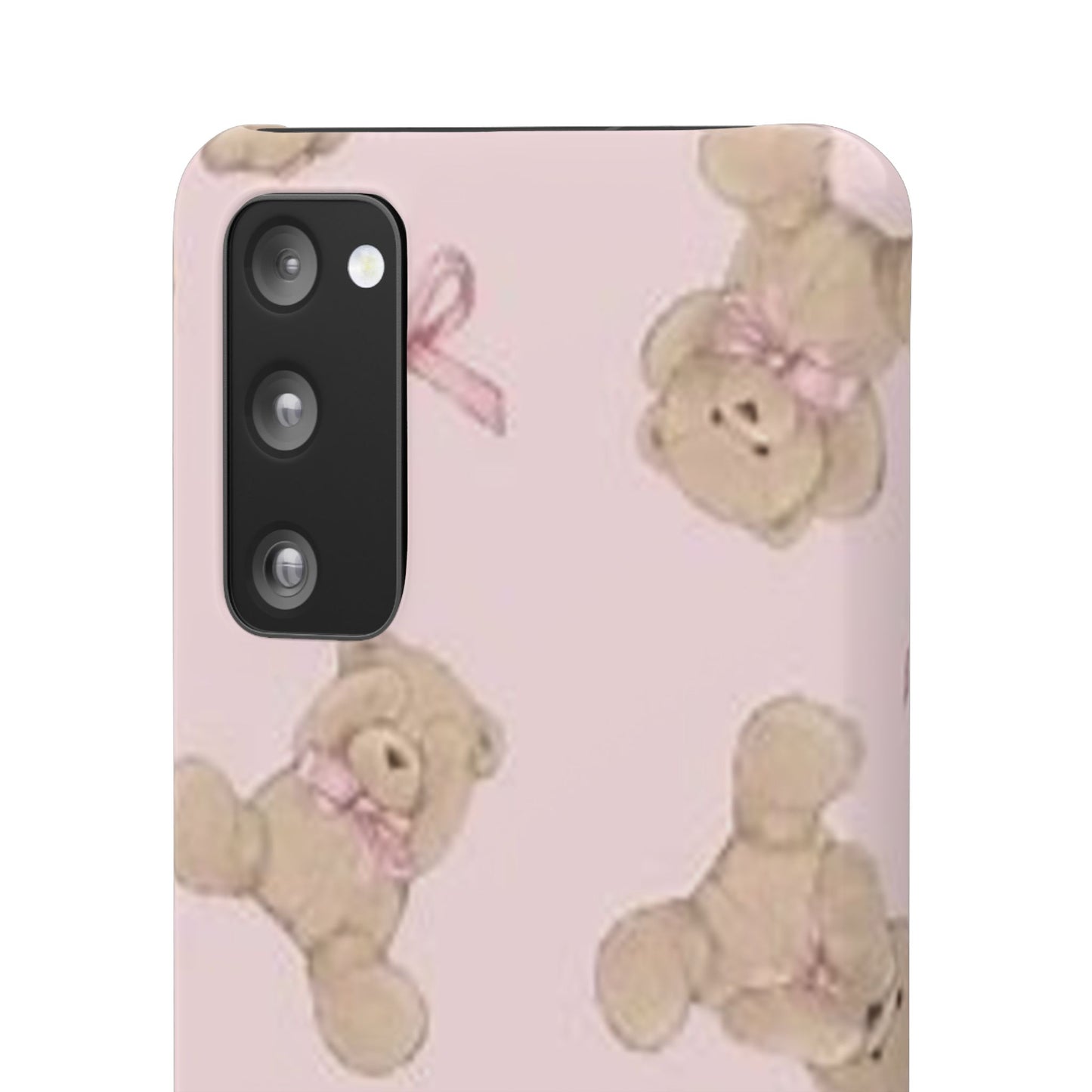 pink background teddy bear phone case