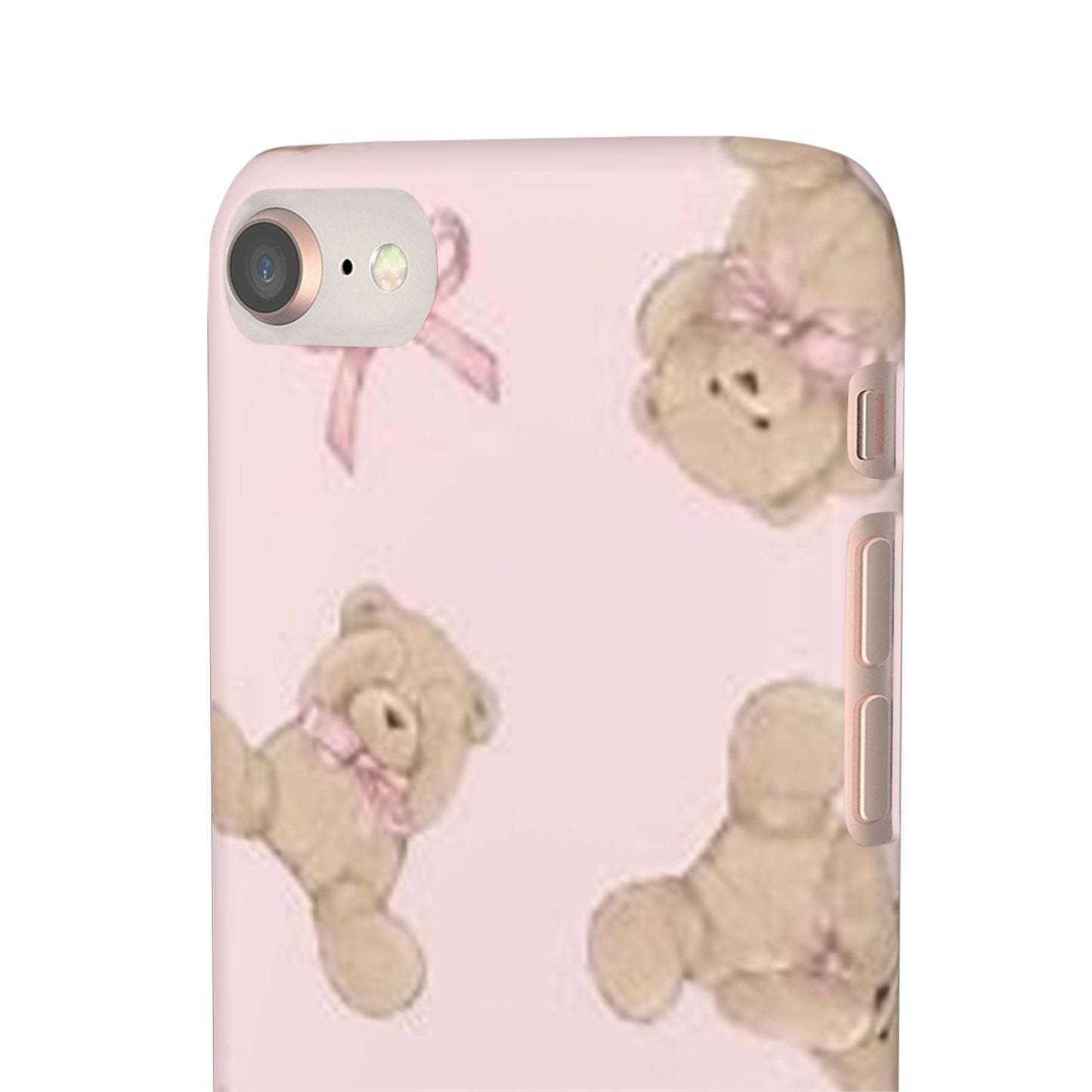 pink background teddy bear phone case