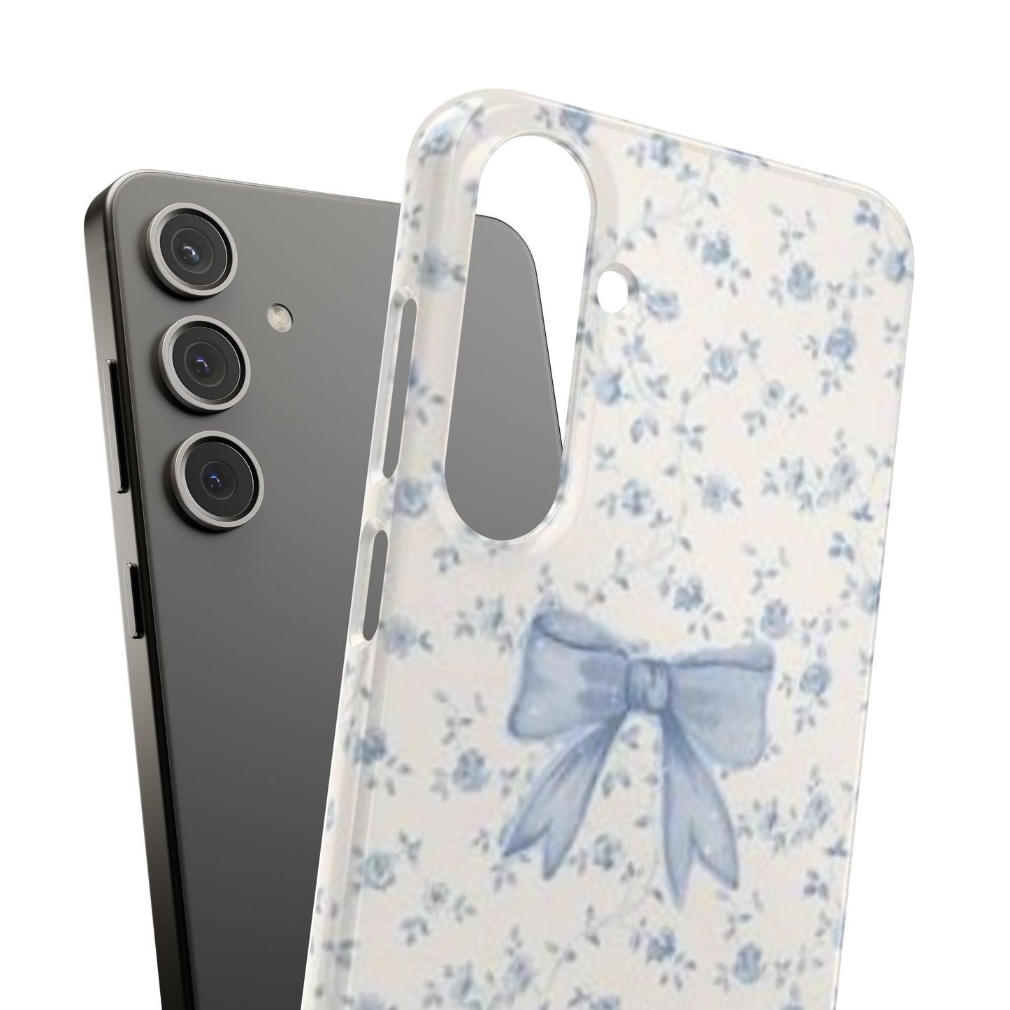 blue flowers and bow phone case