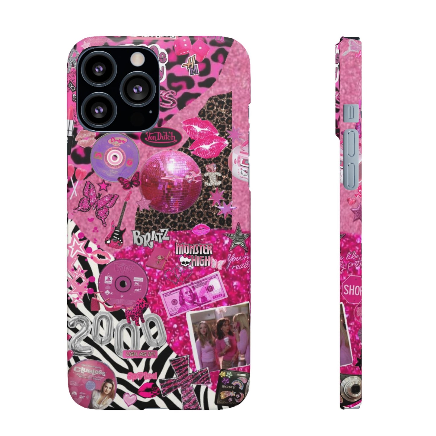 y2k trashy pink phone case