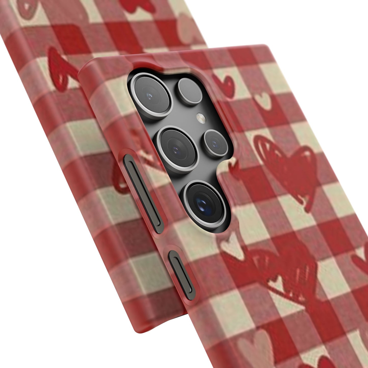 red plaid hearts phone case