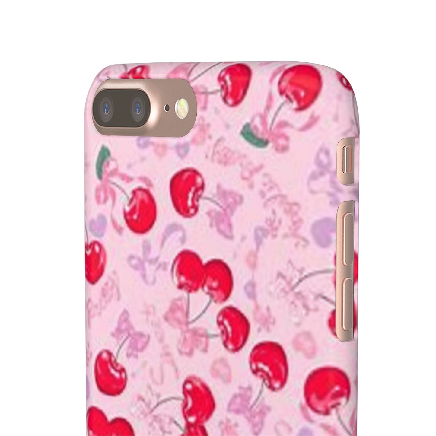 pink bow tied cherry pattern phone case