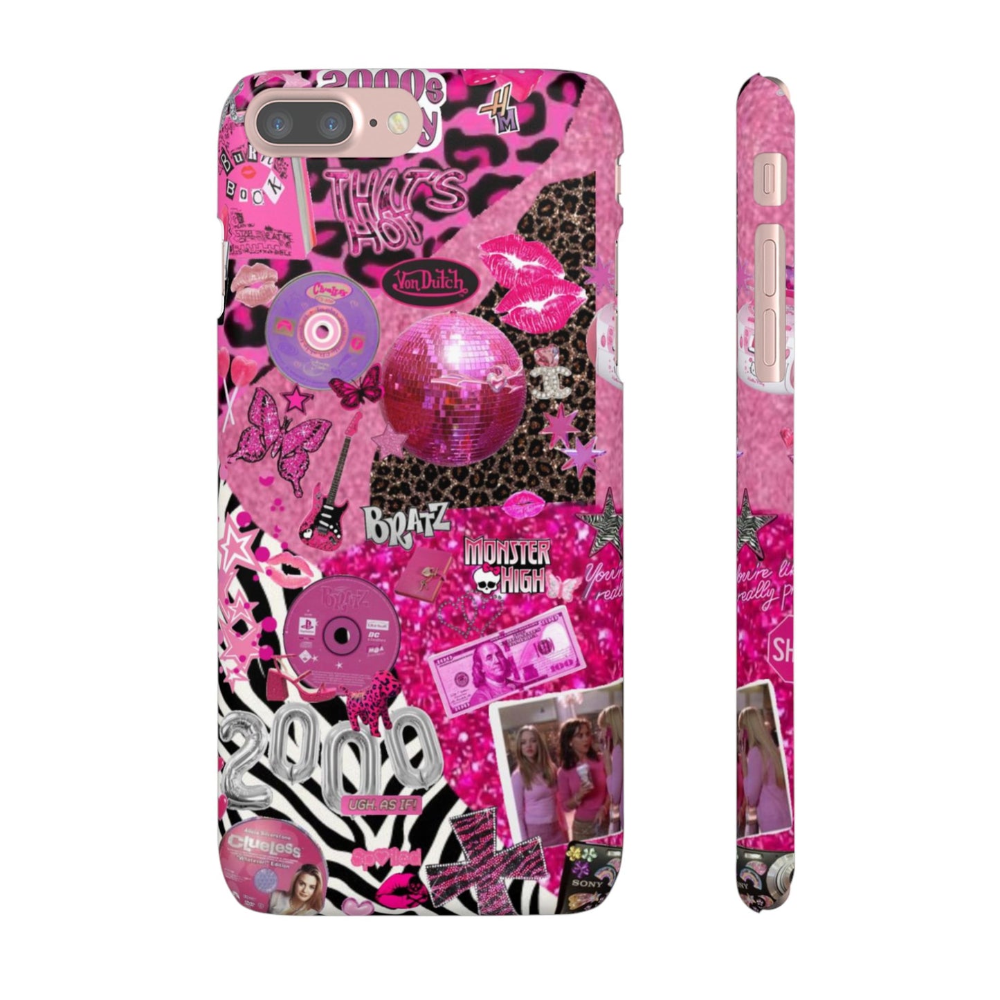 y2k trashy pink phone case