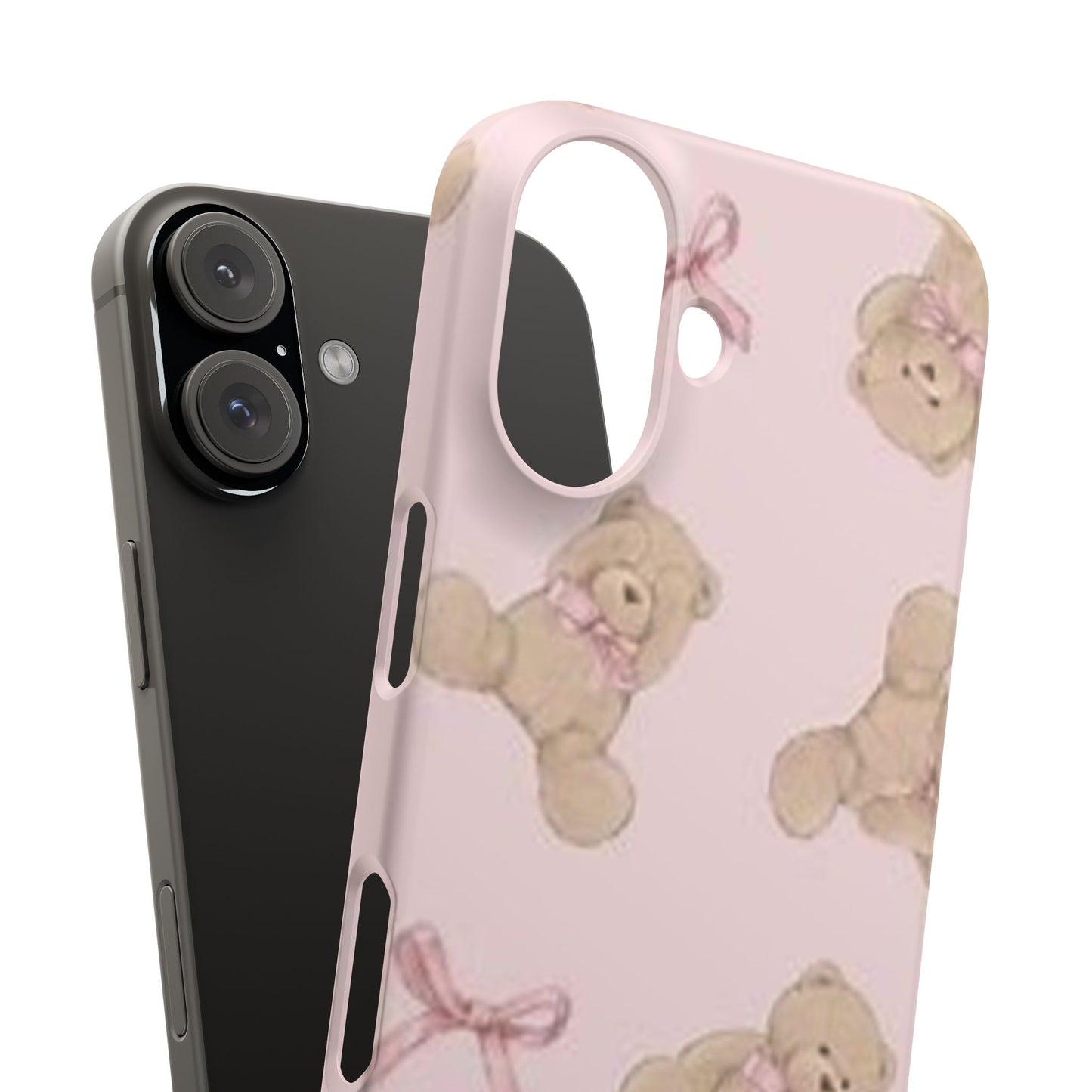 pink background teddy bear phone case