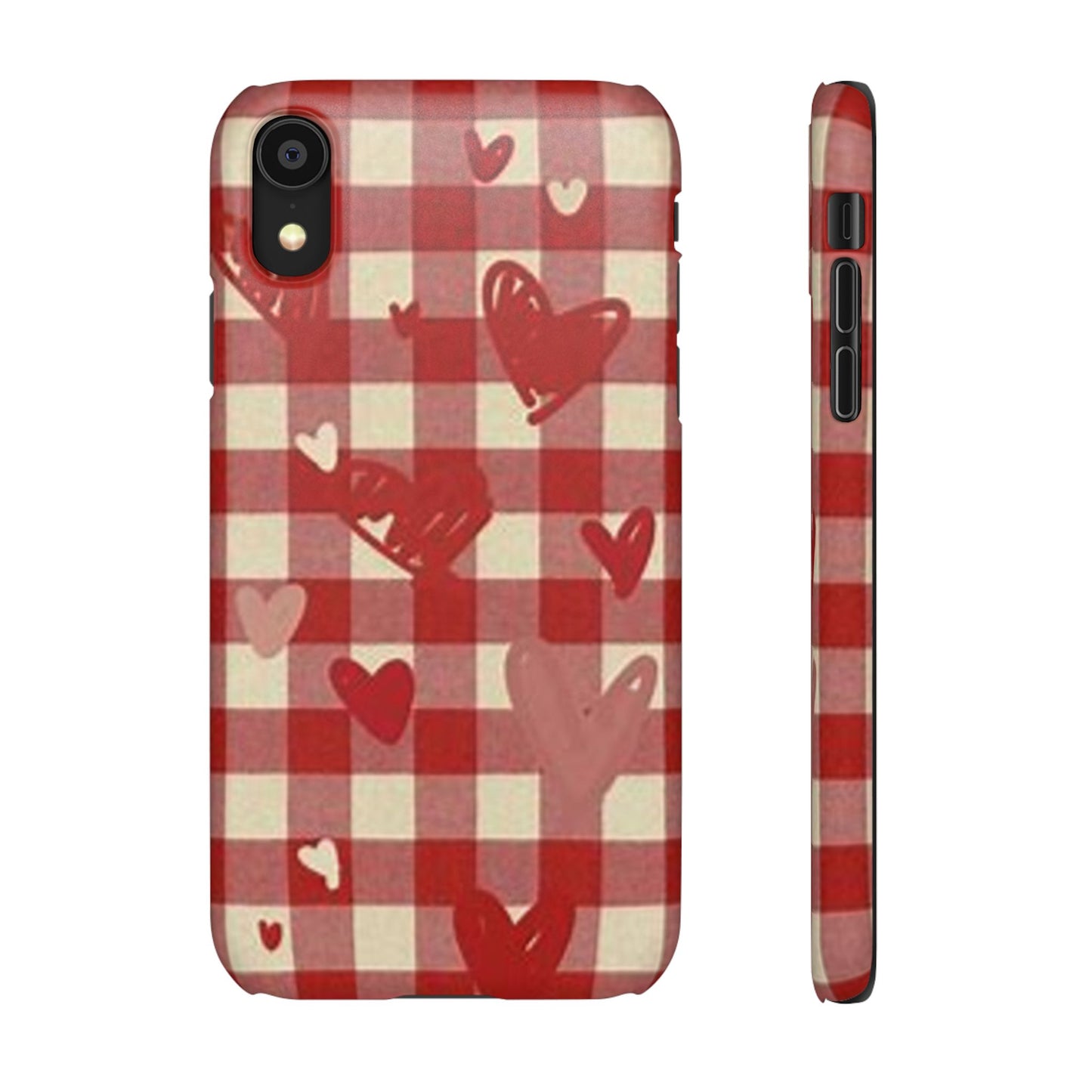 red plaid hearts phone case