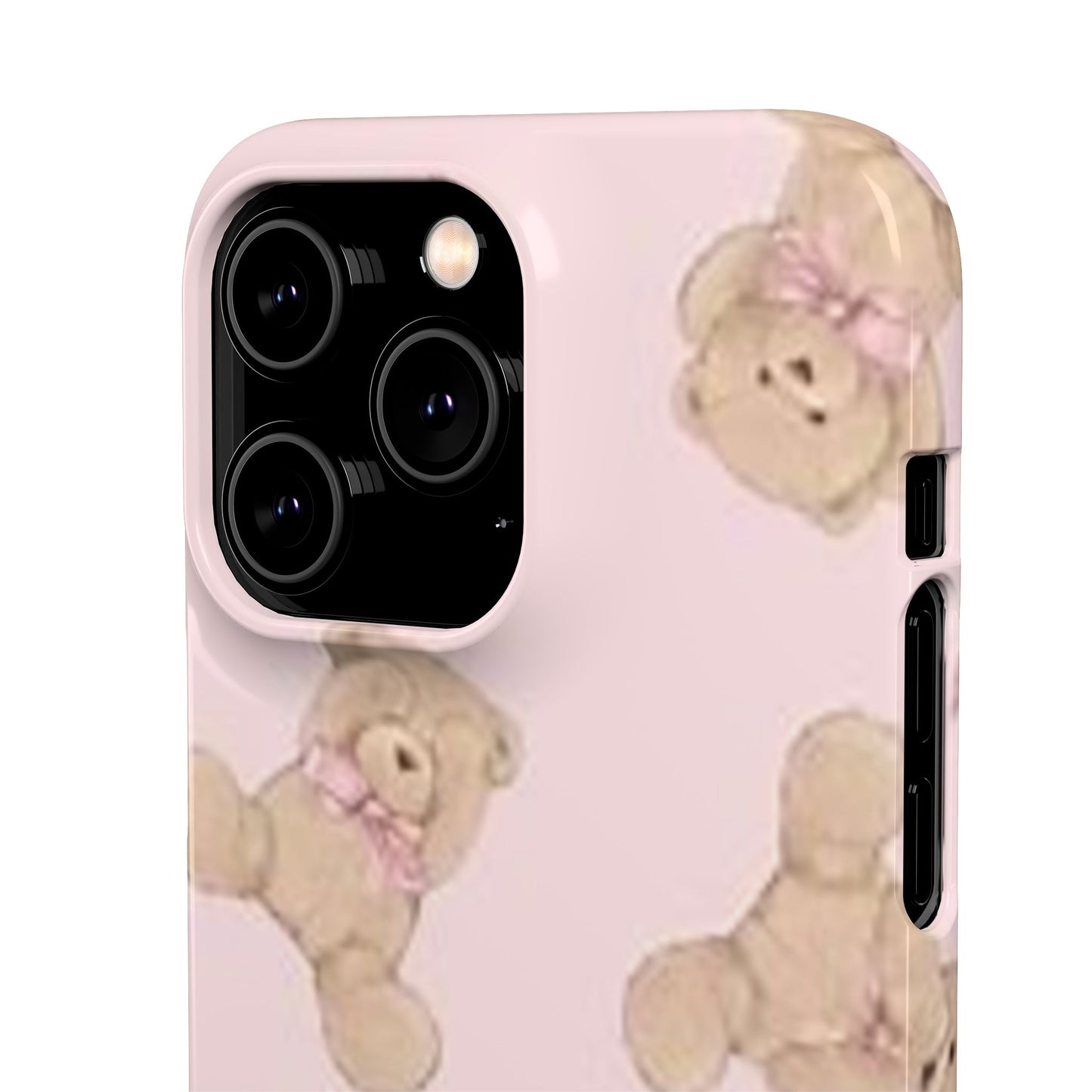 pink background teddy bear phone case