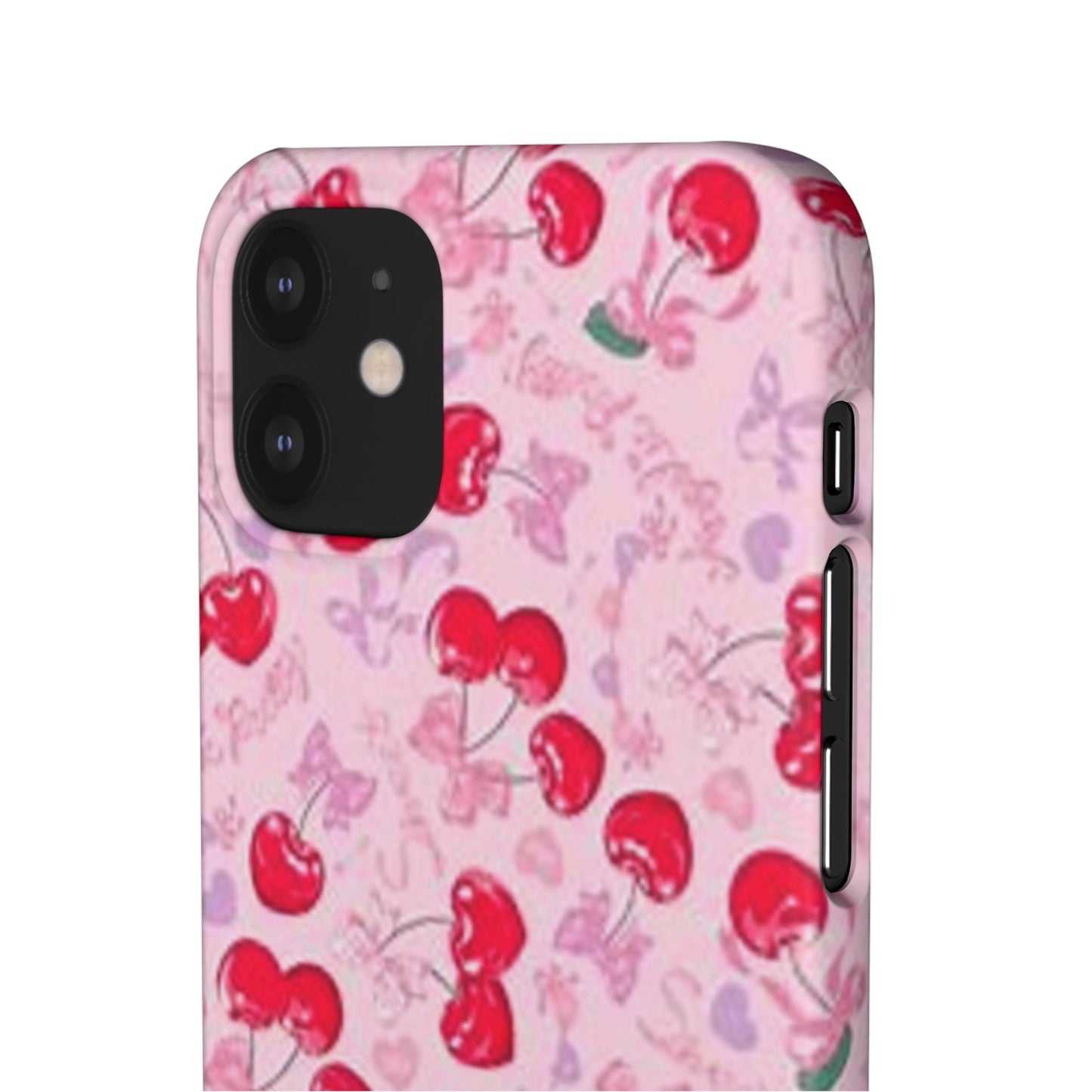 pink bow tied cherry pattern phone case