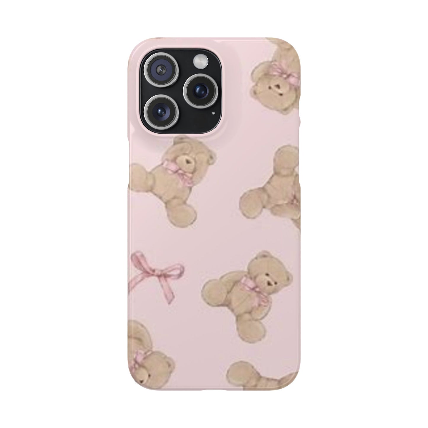 pink background teddy bear phone case