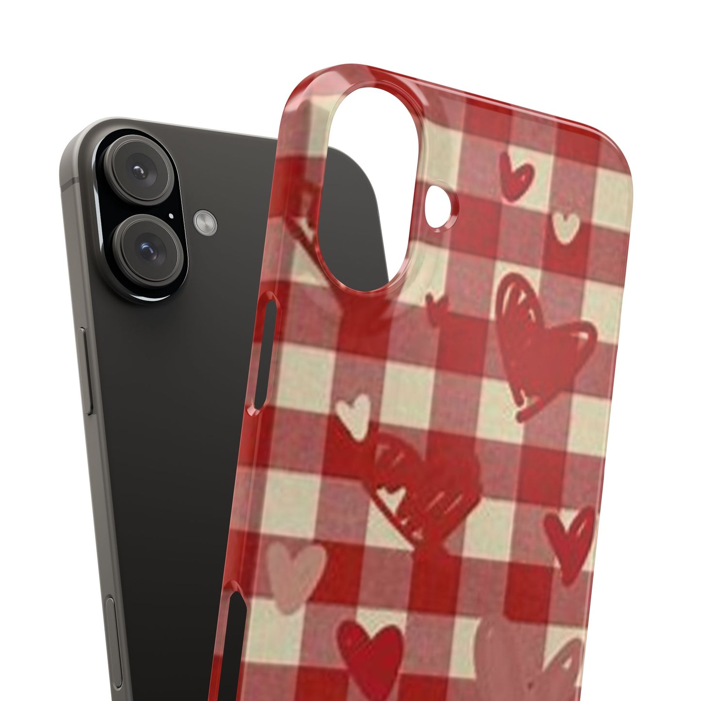 red plaid hearts phone case