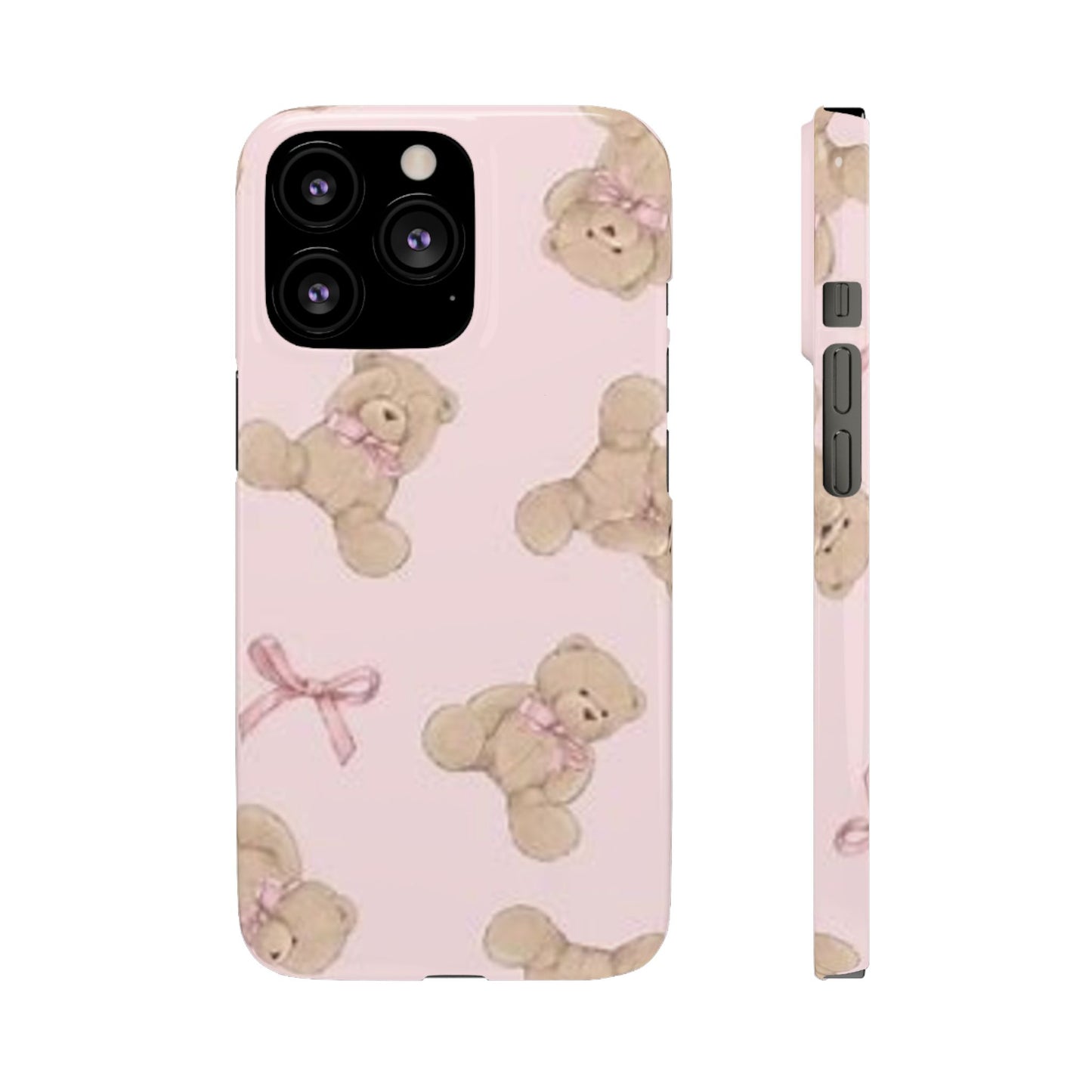 pink background teddy bear phone case