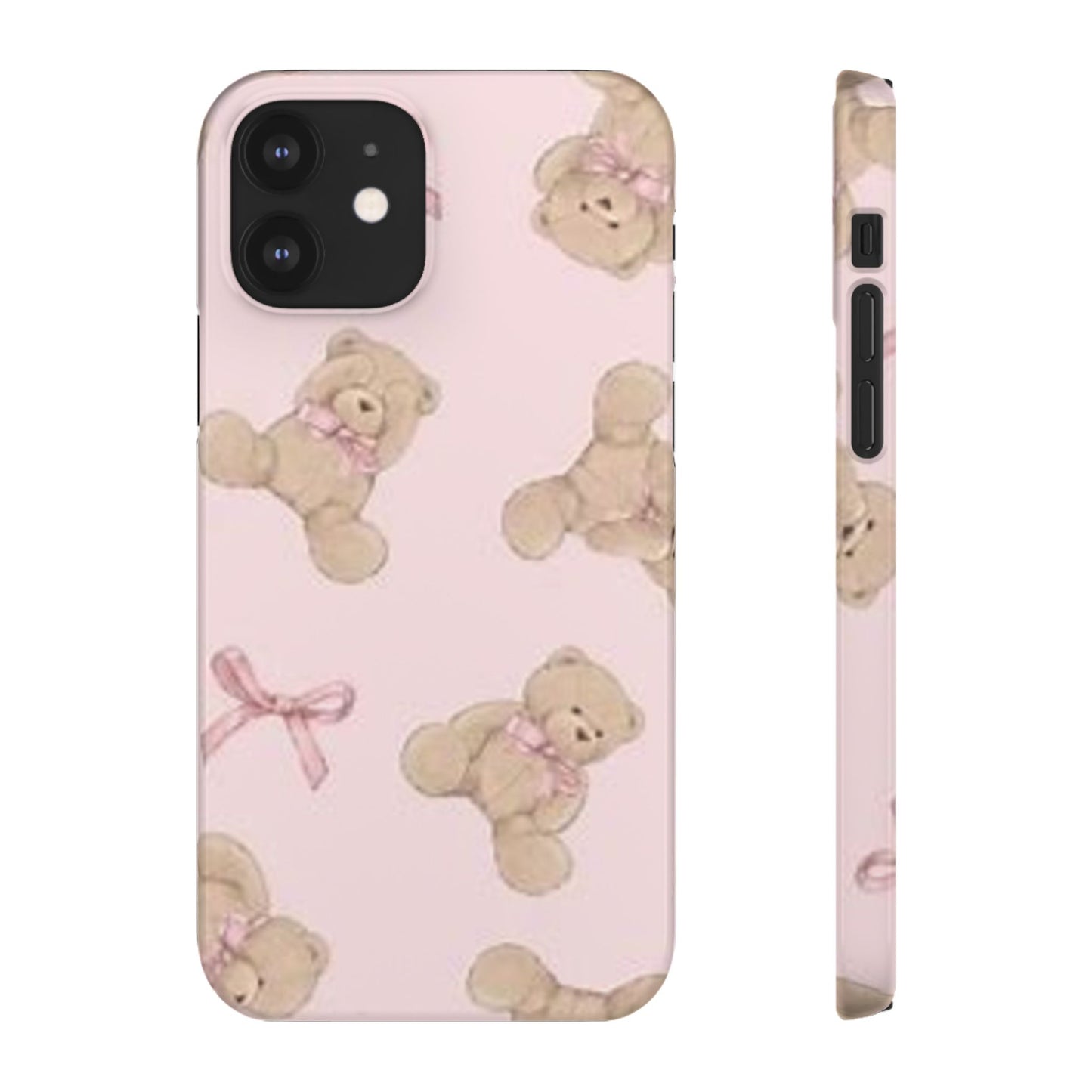 pink background teddy bear phone case