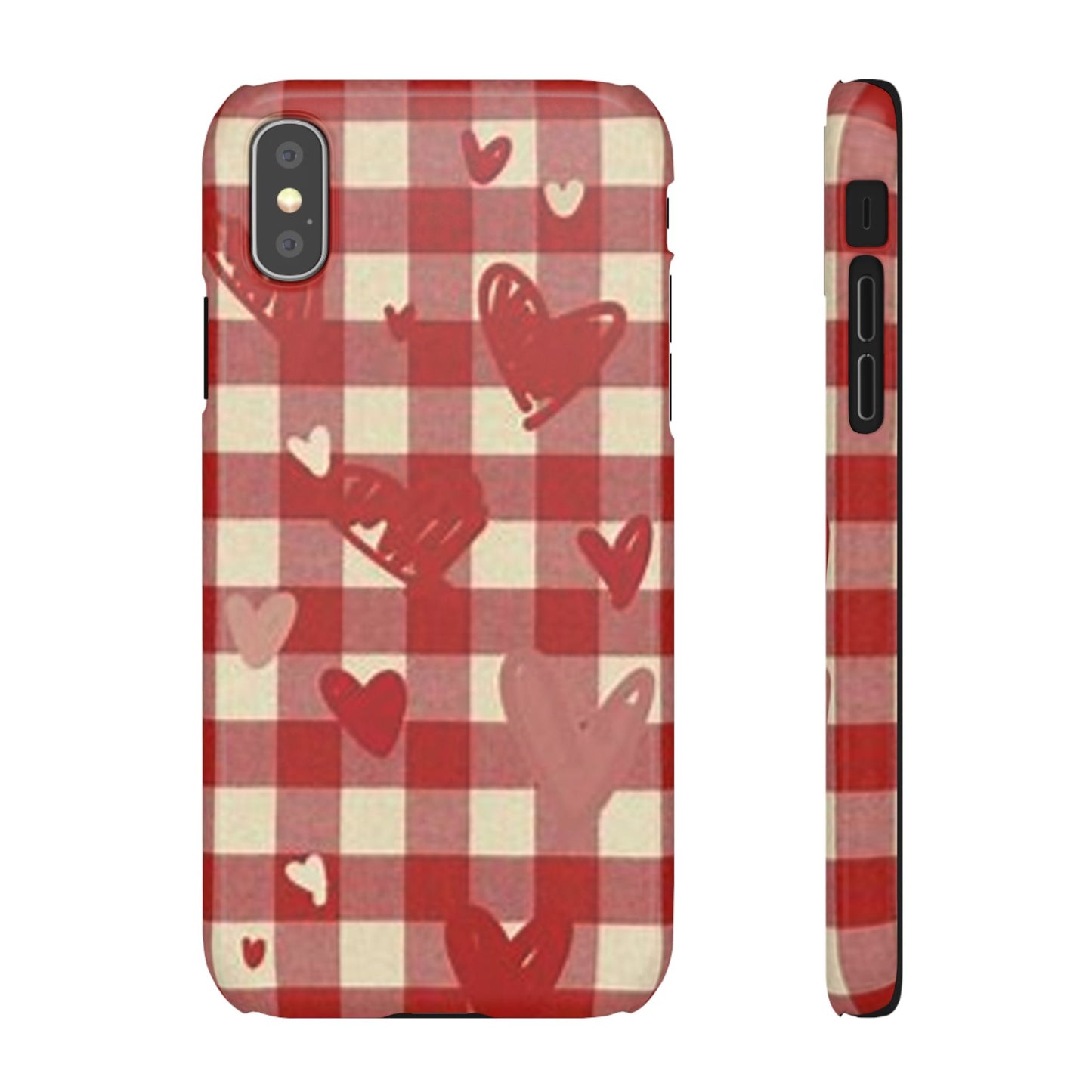 red plaid hearts phone case