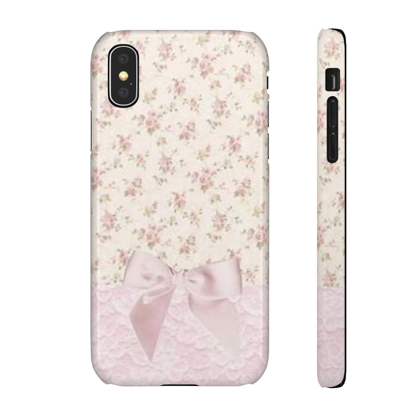 pink flower lace bow phone case