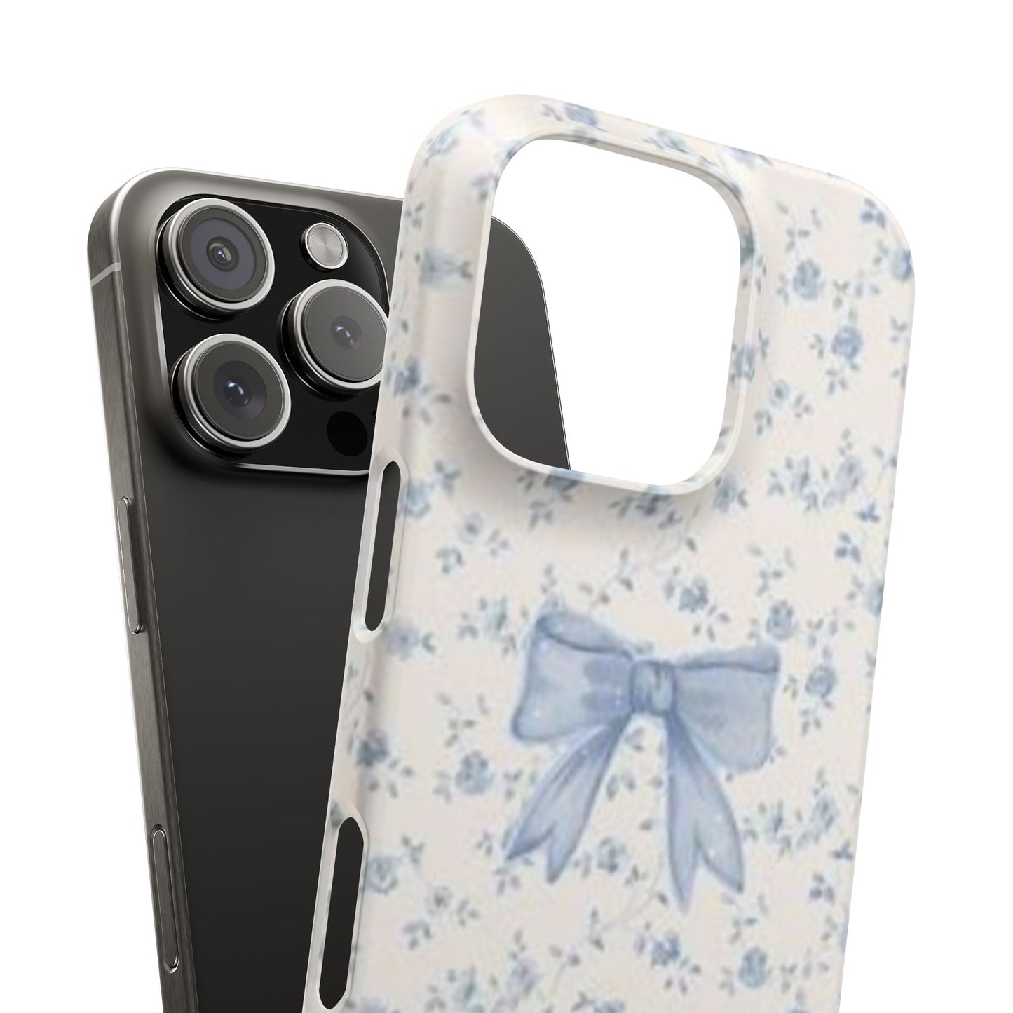 blue flowers and bow phone case