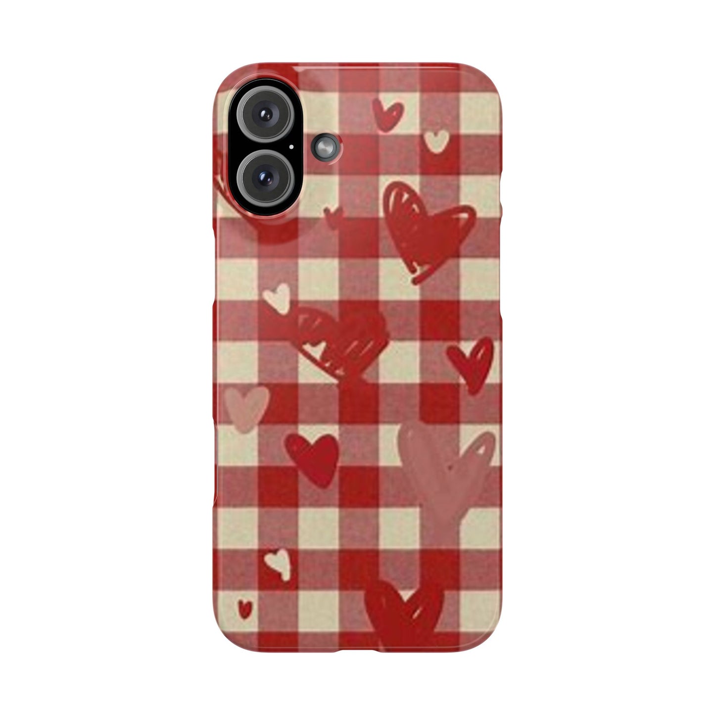 red plaid hearts phone case