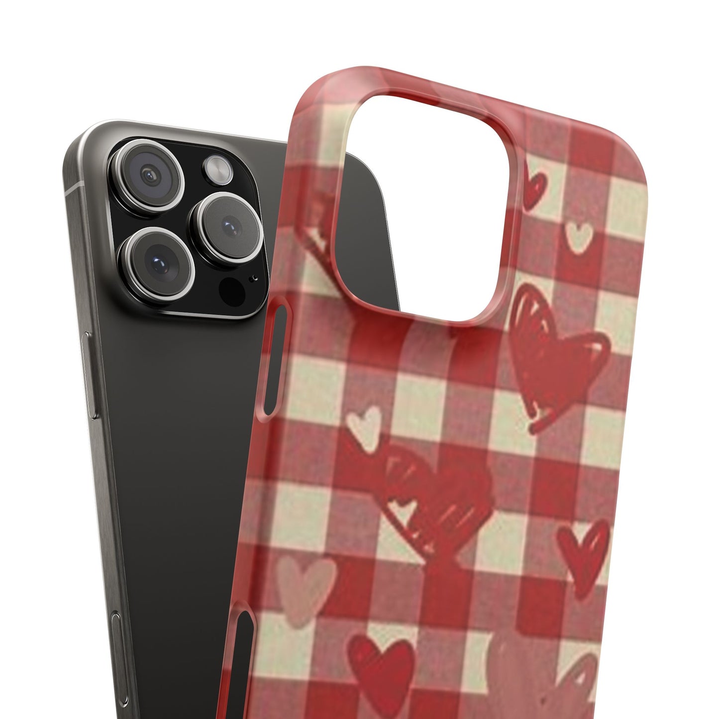 red plaid hearts phone case