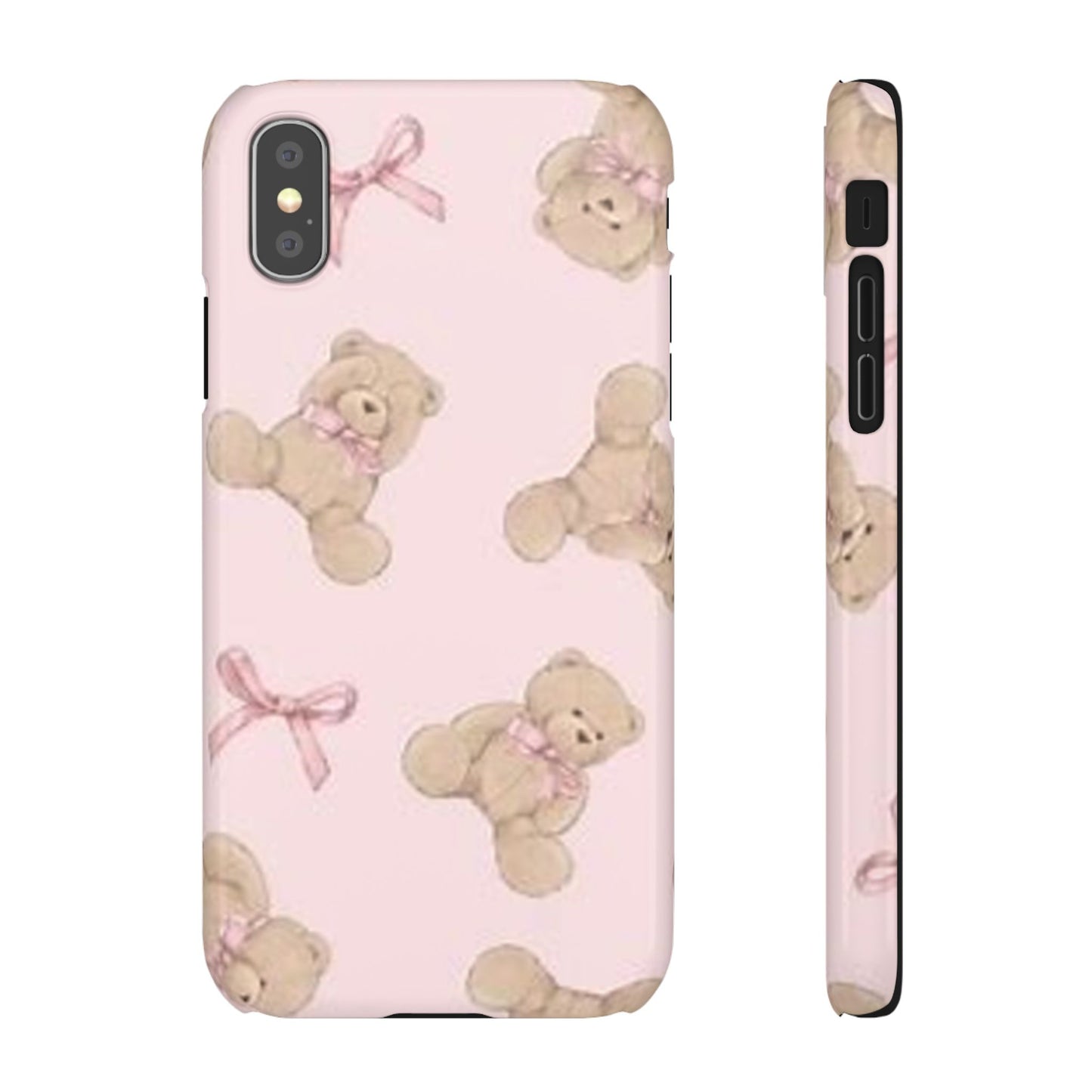 pink background teddy bear phone case