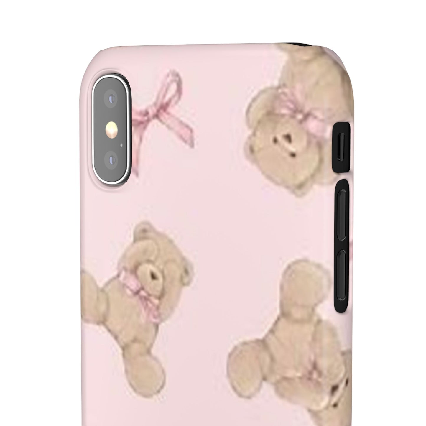 pink background teddy bear phone case