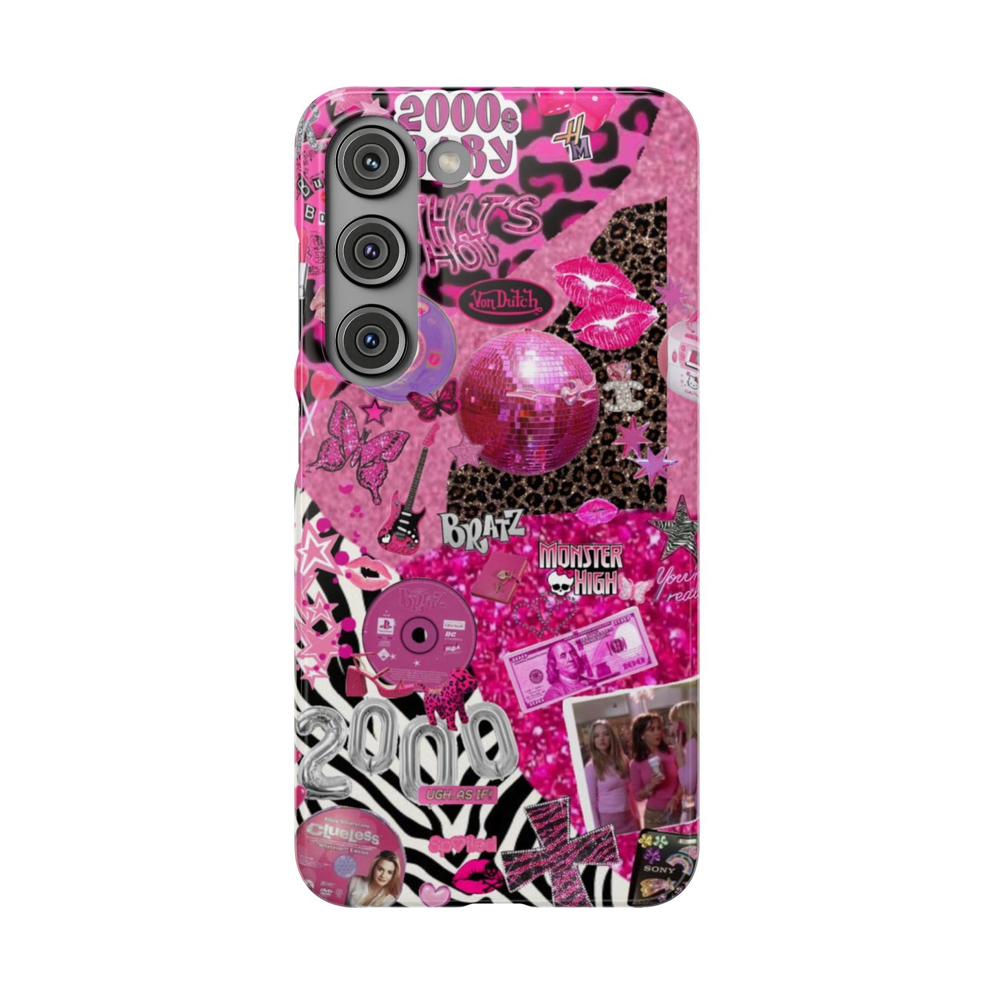 y2k trashy pink phone case