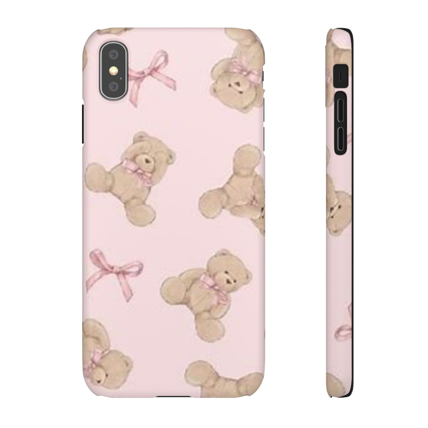 pink background teddy bear phone case