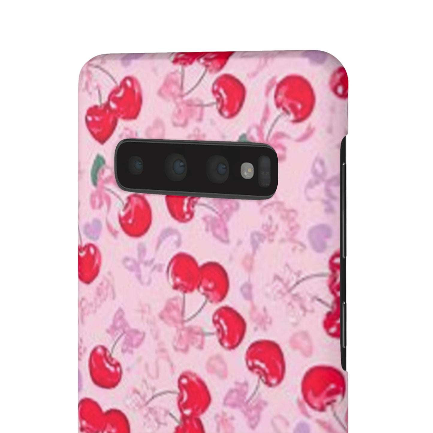 pink bow tied cherry pattern phone case