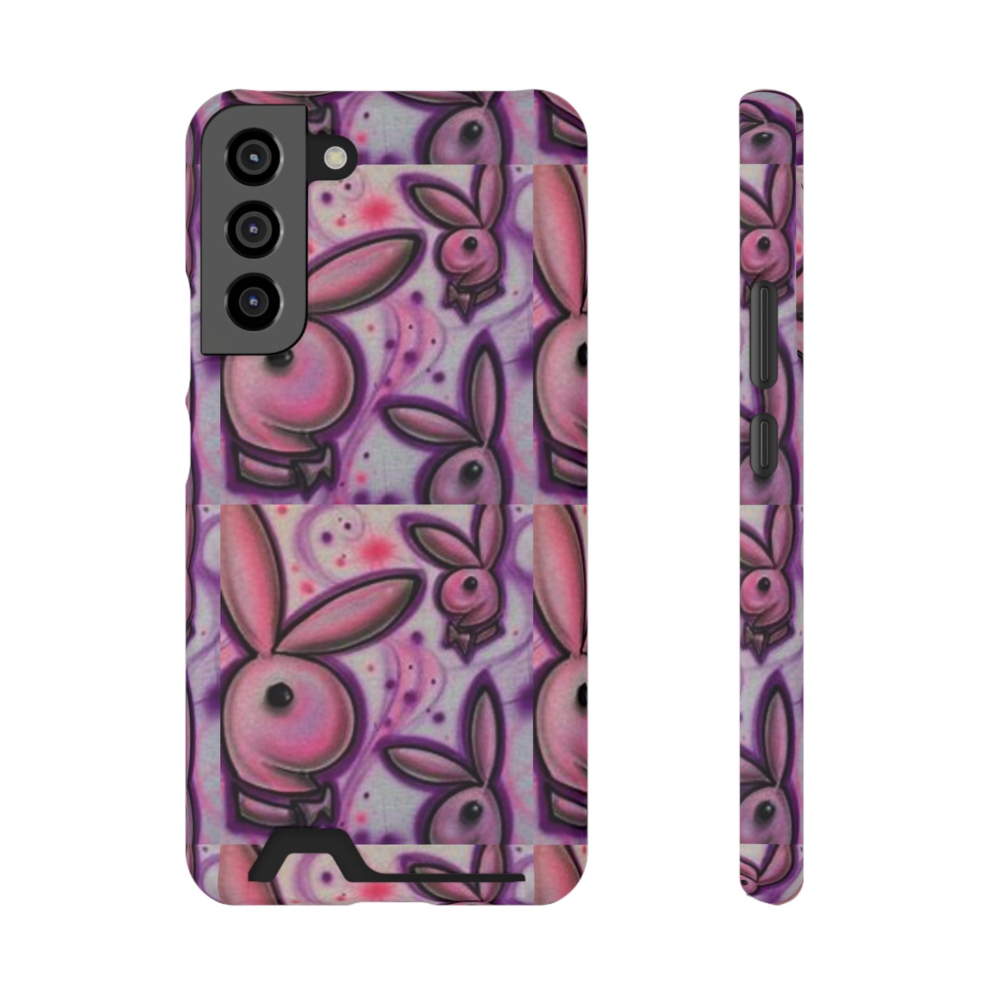 purple bunny Phone Case With Card Holder