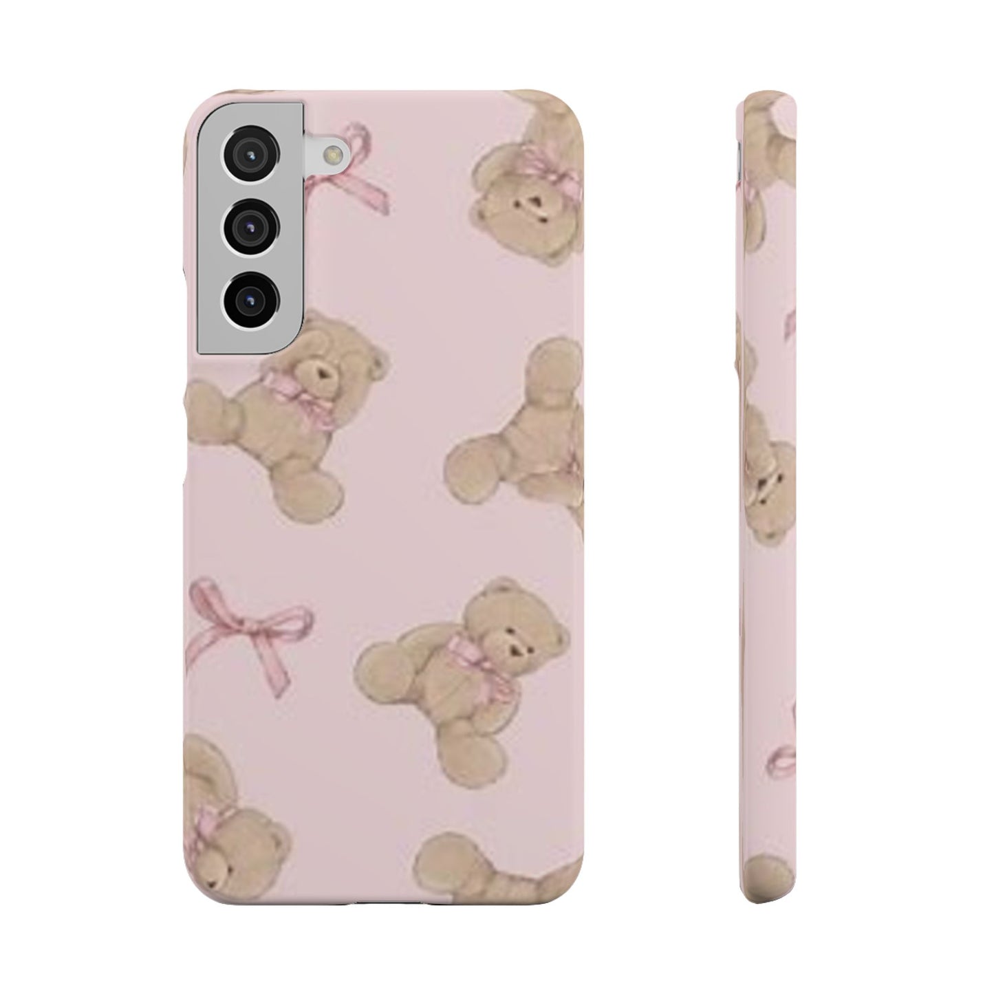 pink background teddy bear phone case