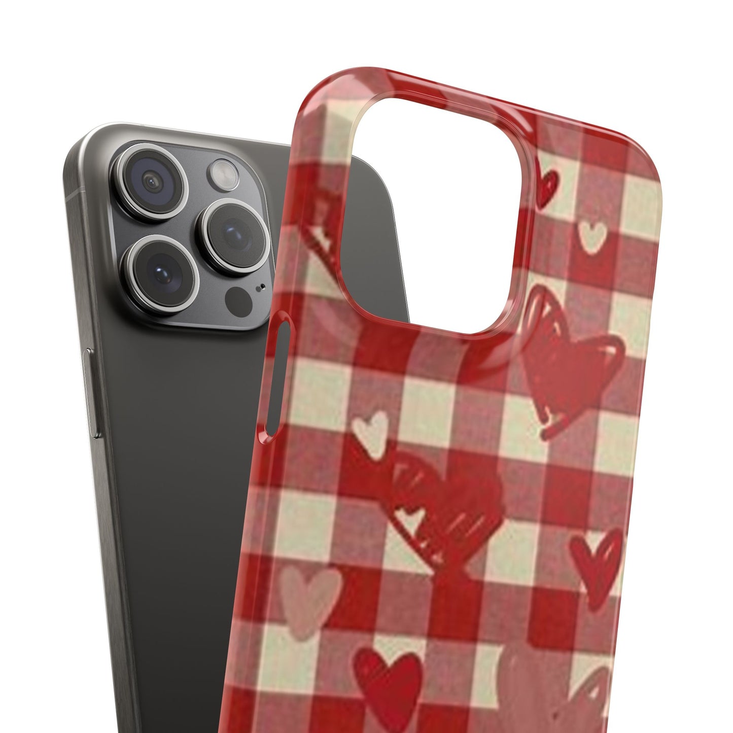 red plaid hearts phone case