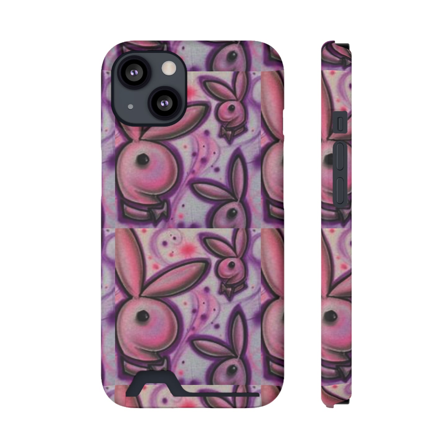 purple bunny Phone Case With Card Holder