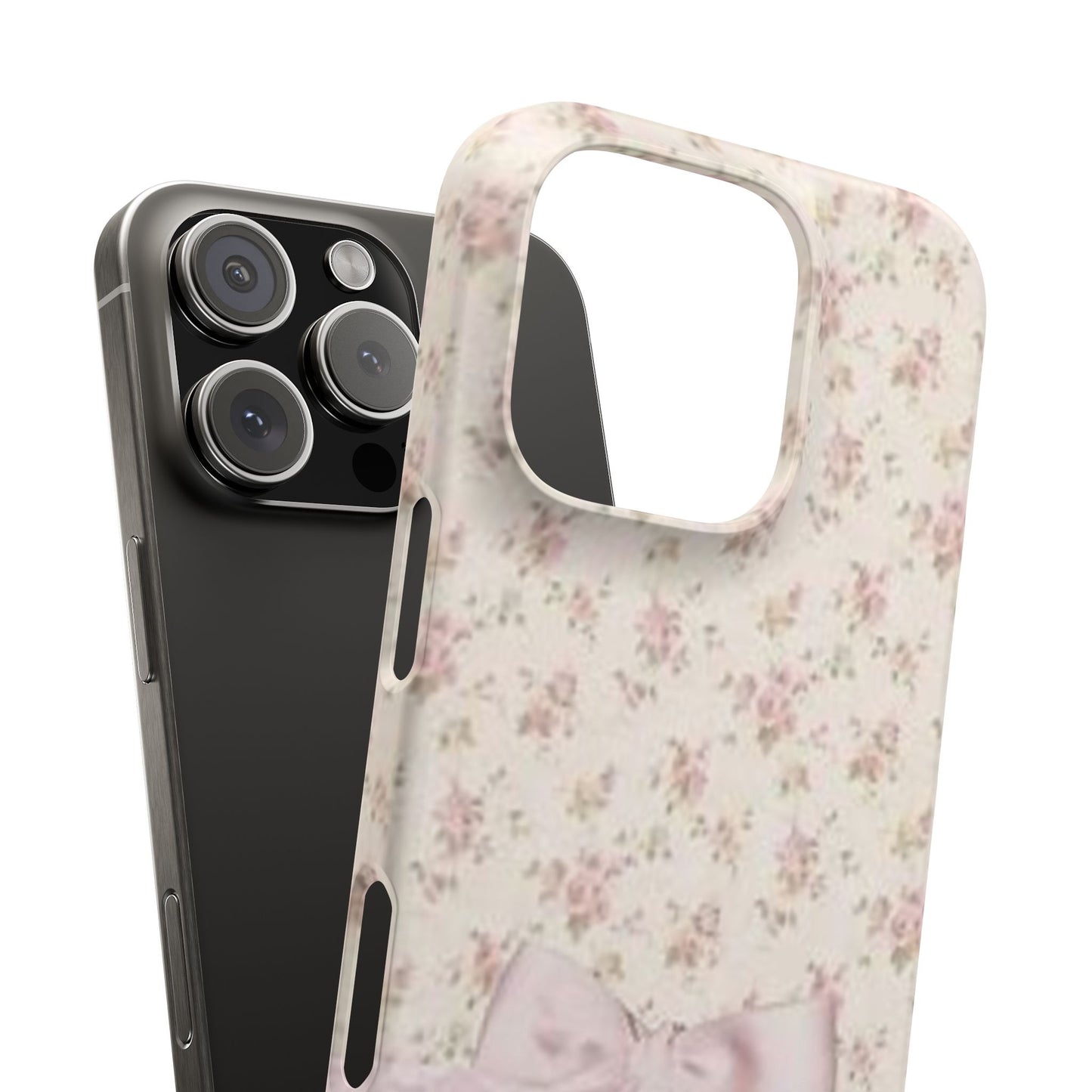 pink flower lace bow phone case