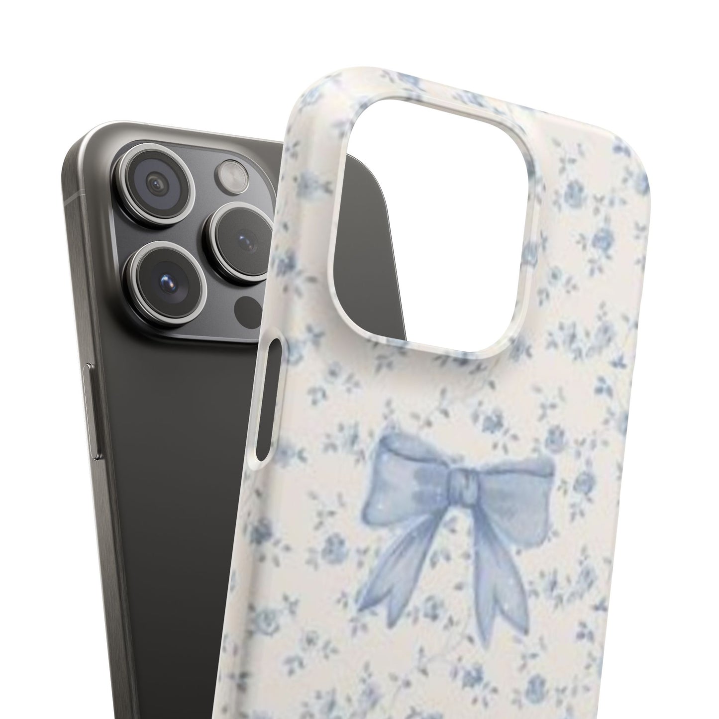 blue flowers and bow phone case