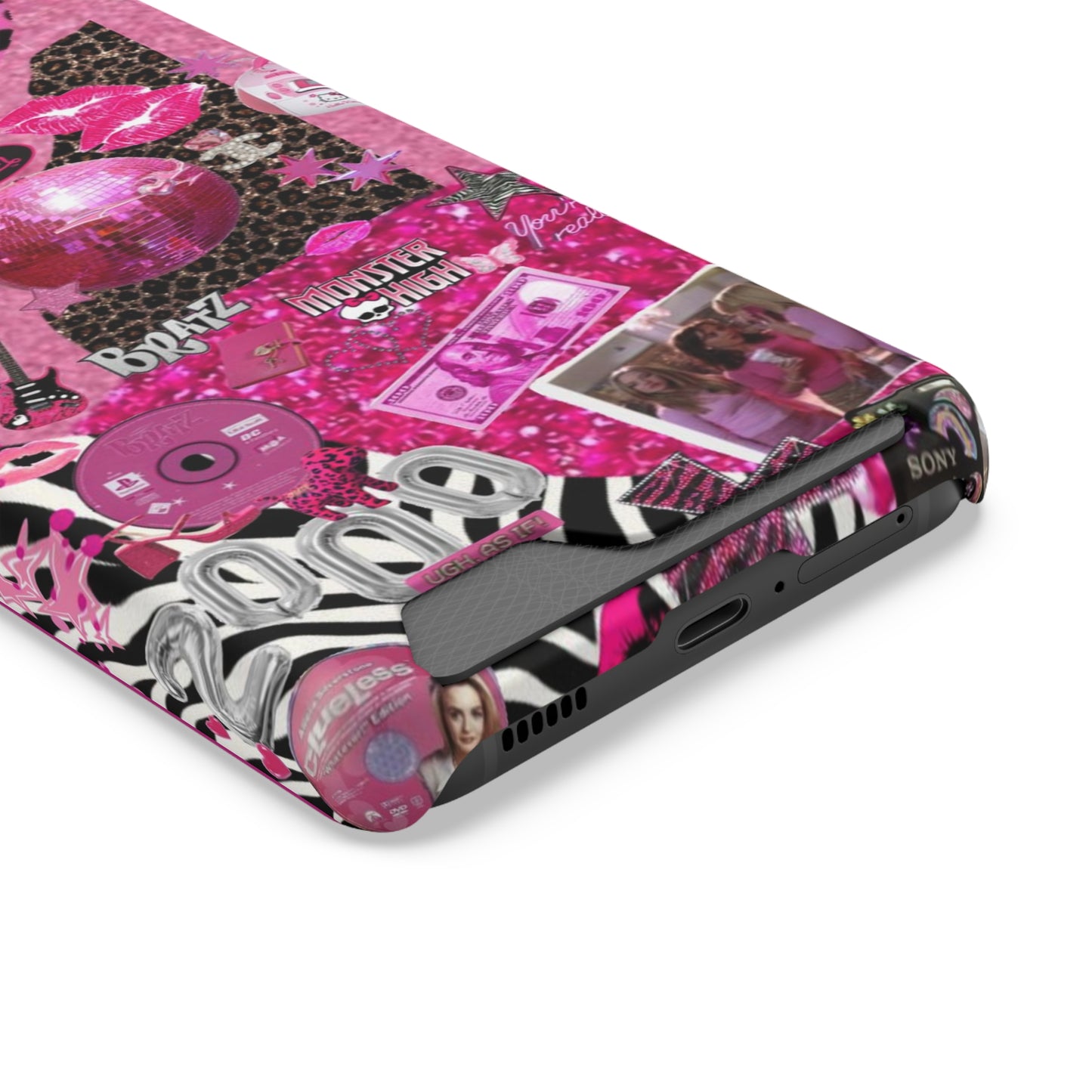 pink trashy Y2K Phone Case With Card Holder