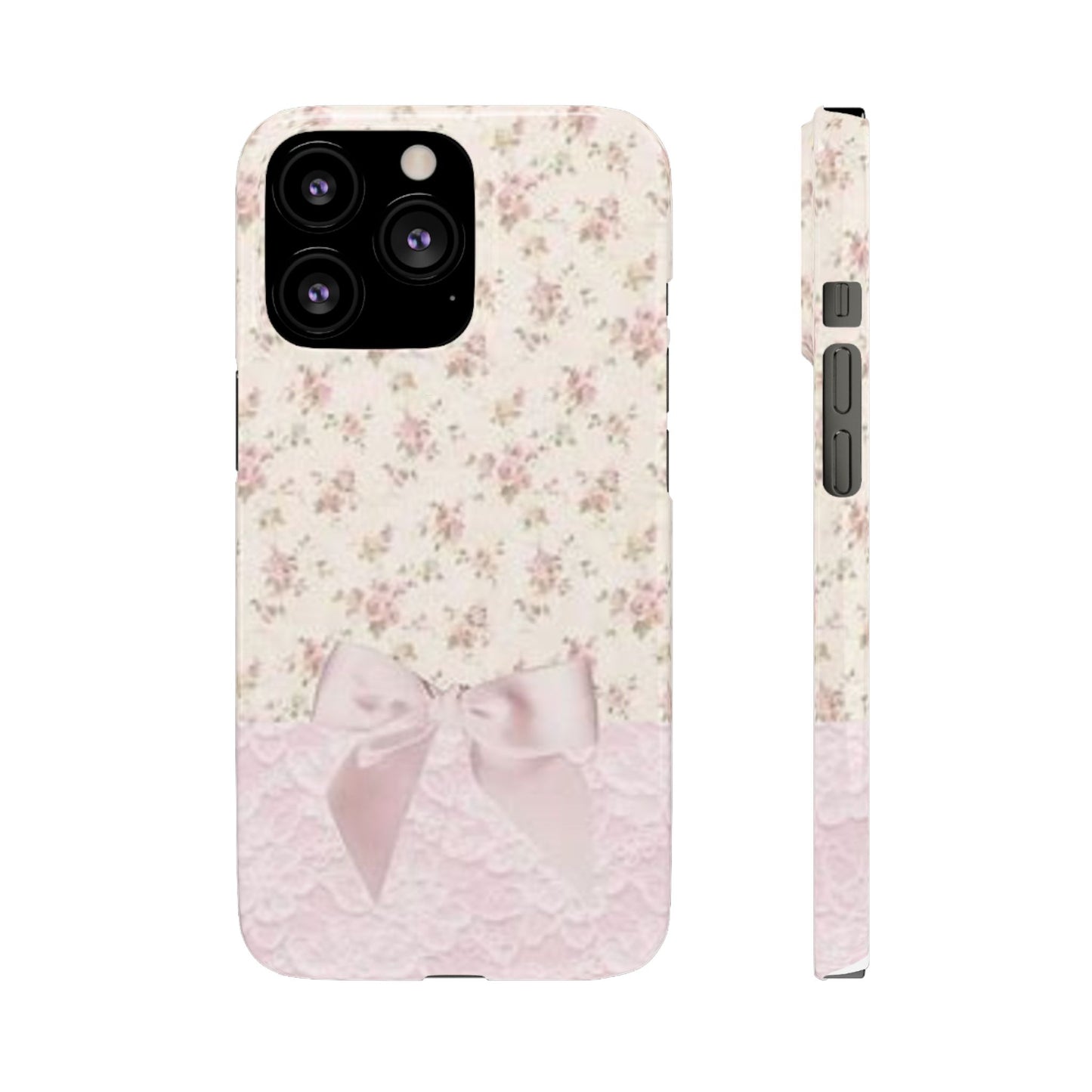 pink flower lace bow phone case