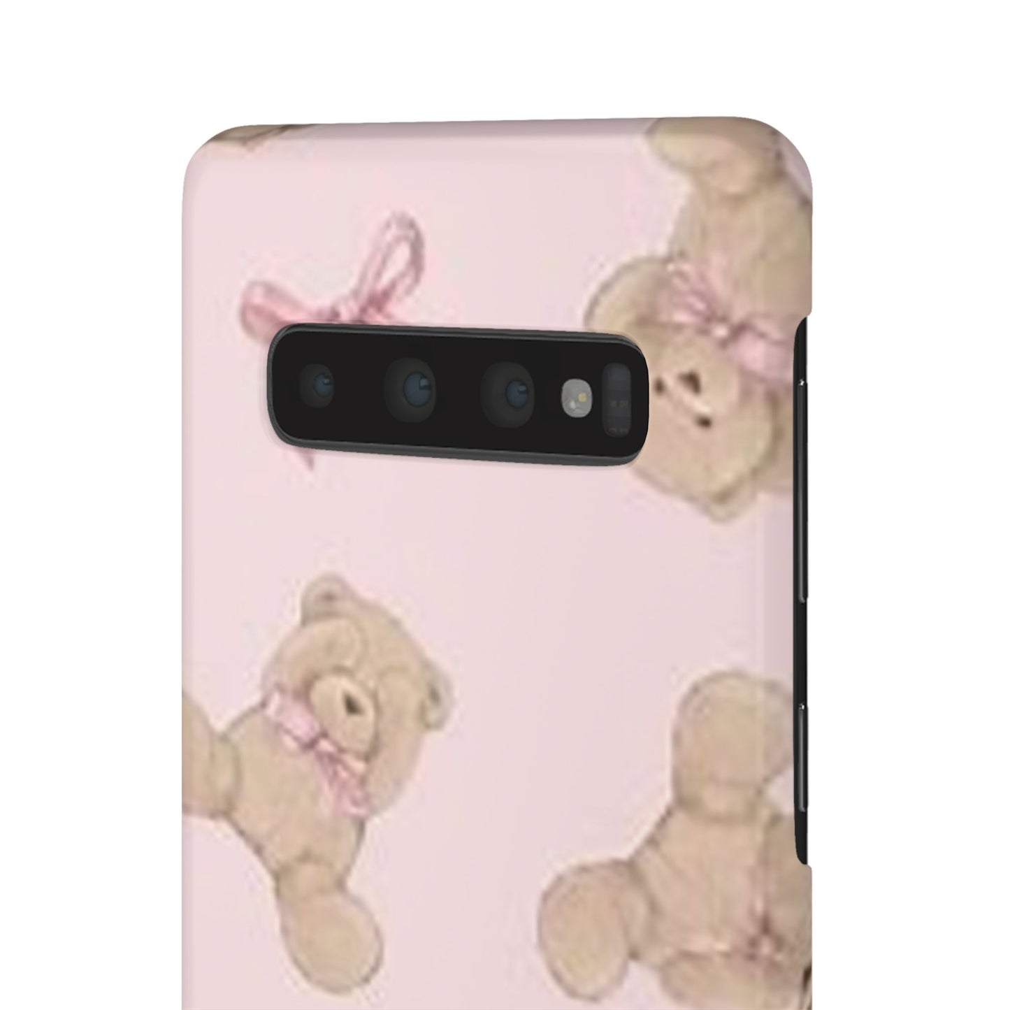 pink background teddy bear phone case