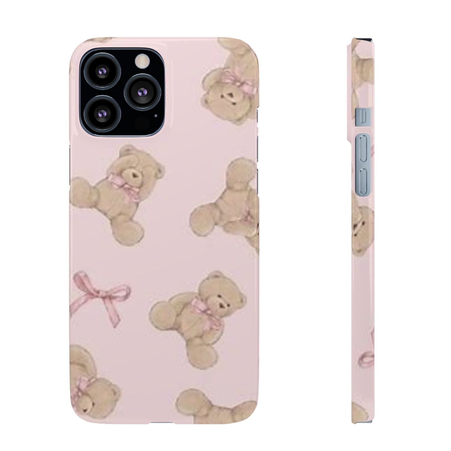 pink background teddy bear phone case