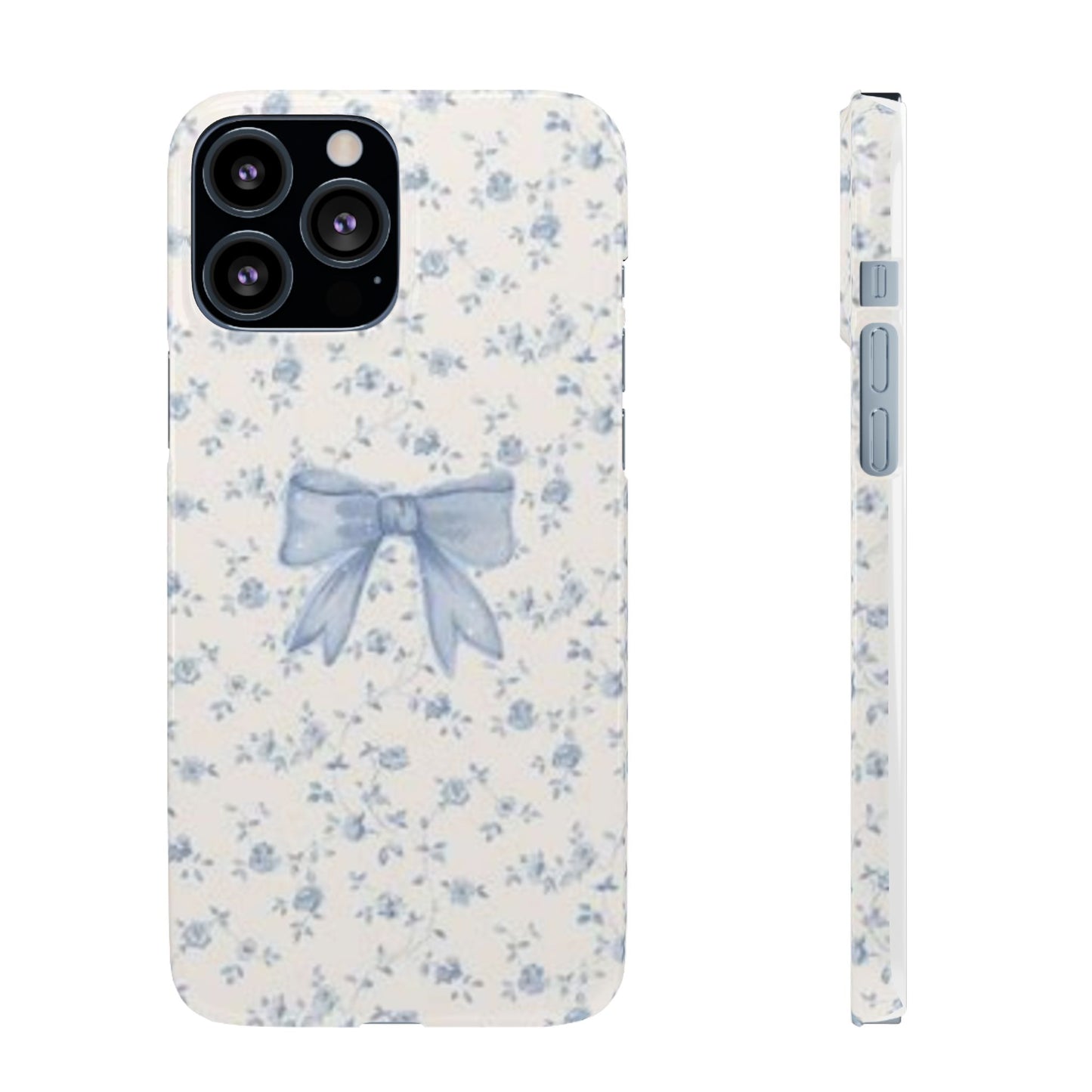 blue flowers and bow phone case