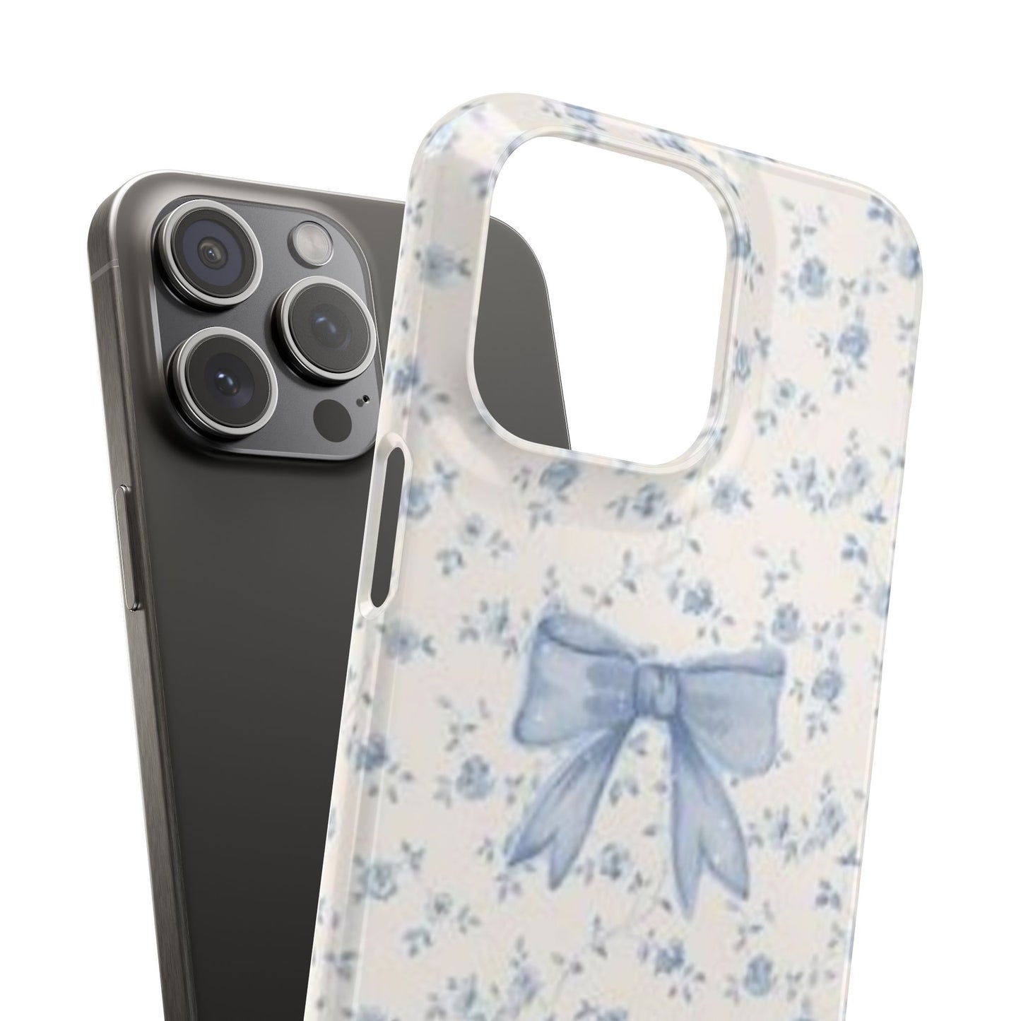 blue flowers and bow phone case