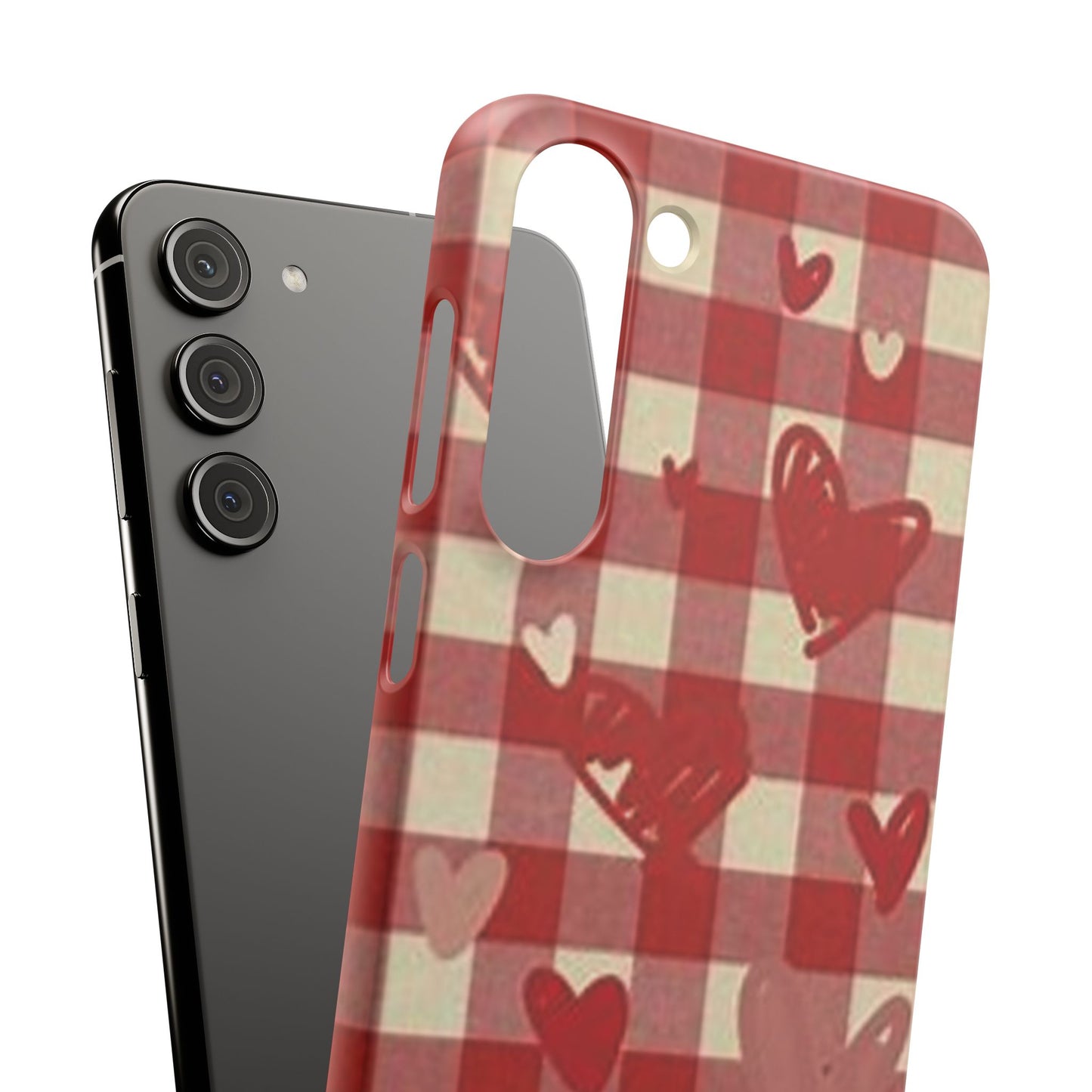 red plaid hearts phone case